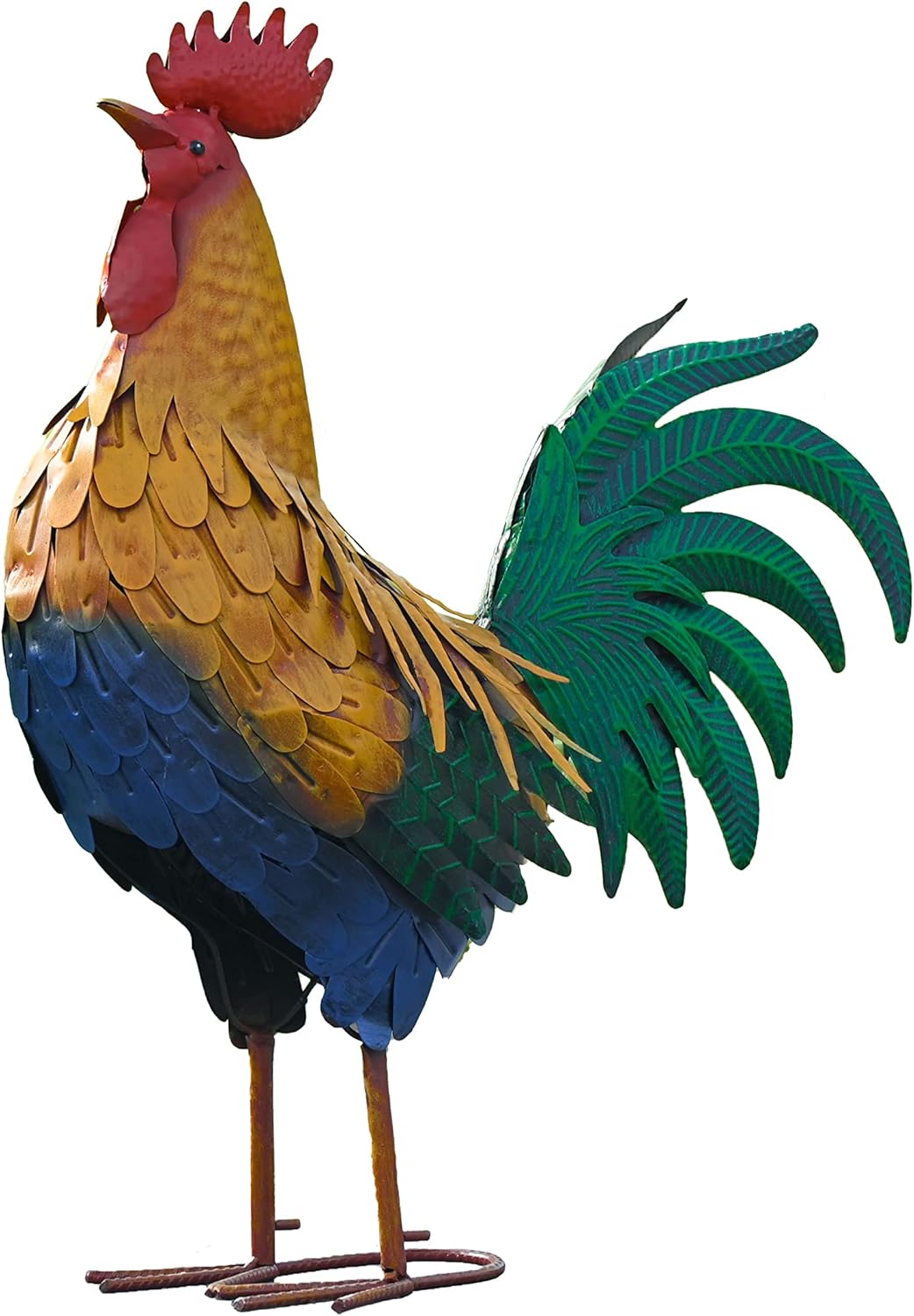 TERESA'S COLLECTIONS Large Metal Rooster Garden Statues Decor, 21 Inch Outdoor C...