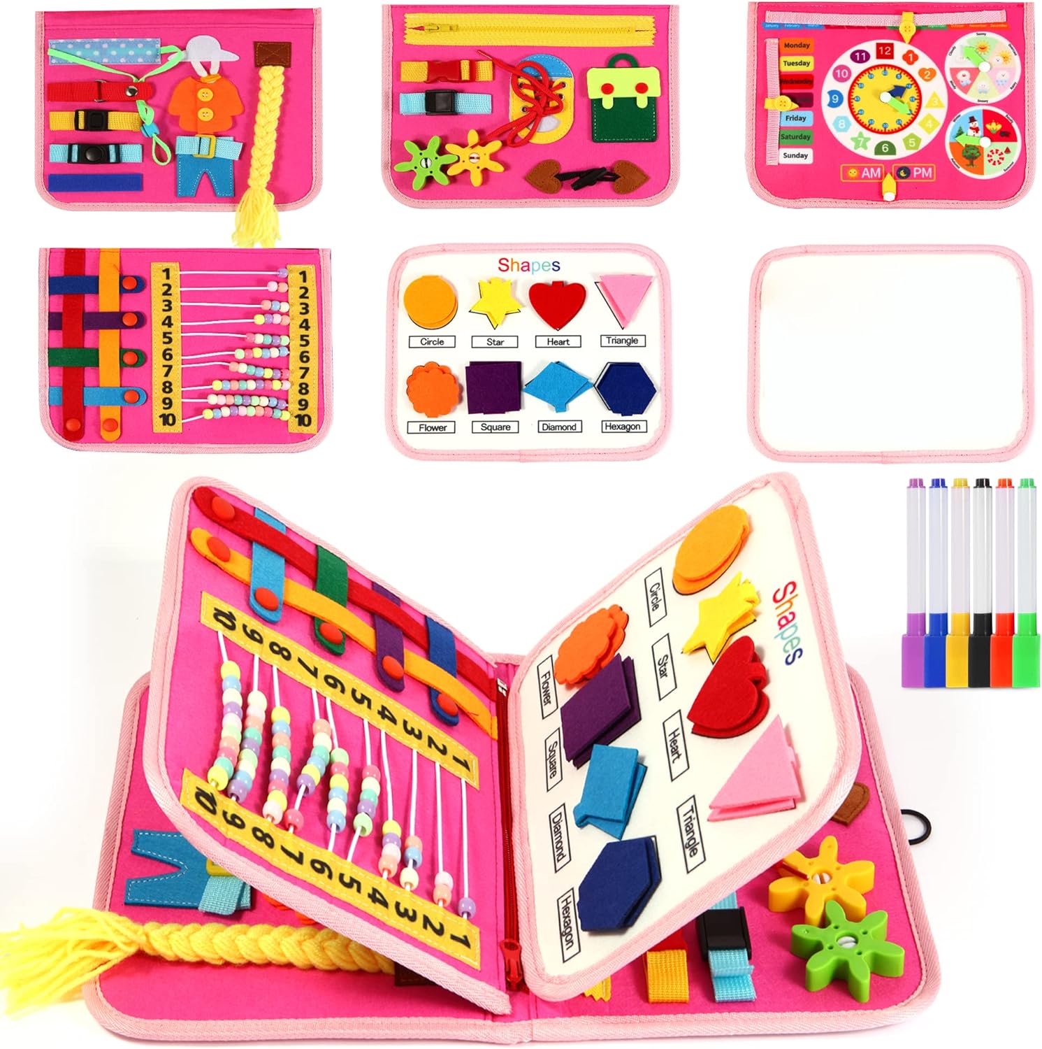 Busy Board for Toddlers, Montessori Toys Developing Sensory Activity Book Presch...