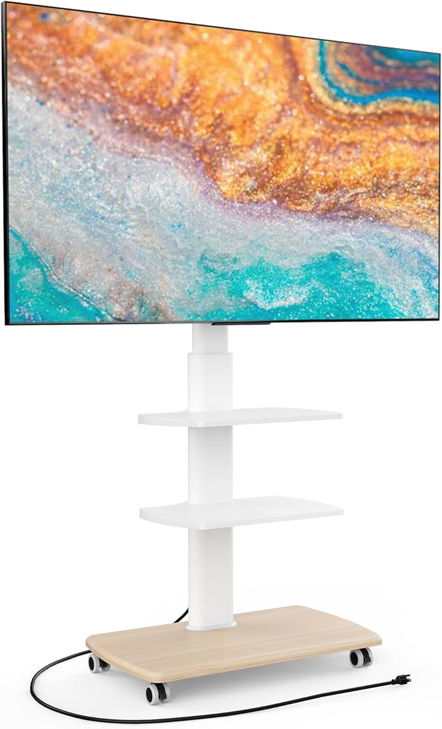 FITUEYES Rolling TV Stand with Power Outlets, Swivel Portable TV Stand for 32-75...