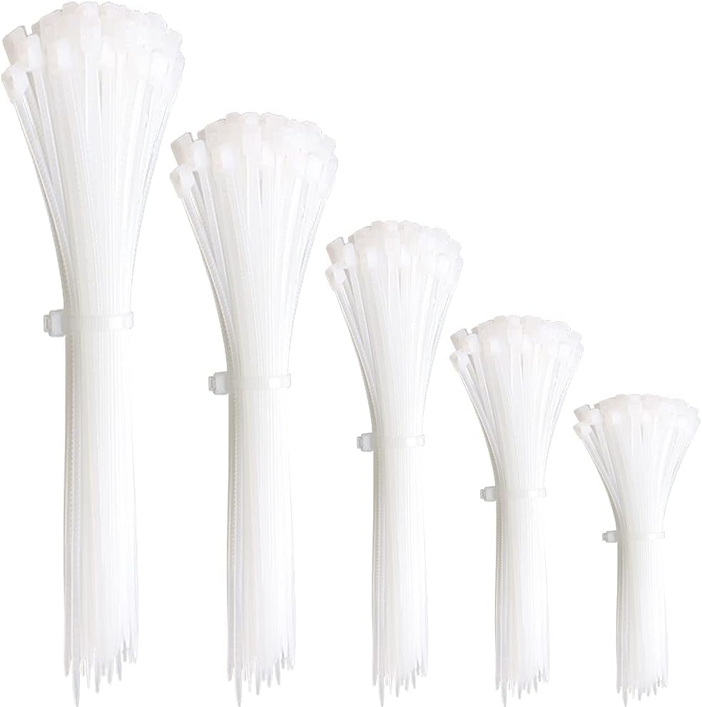 Oksdown 300 Pieces White Nylon Cable Ties Mixed Pack Heavy Duty Strong Self Lock...