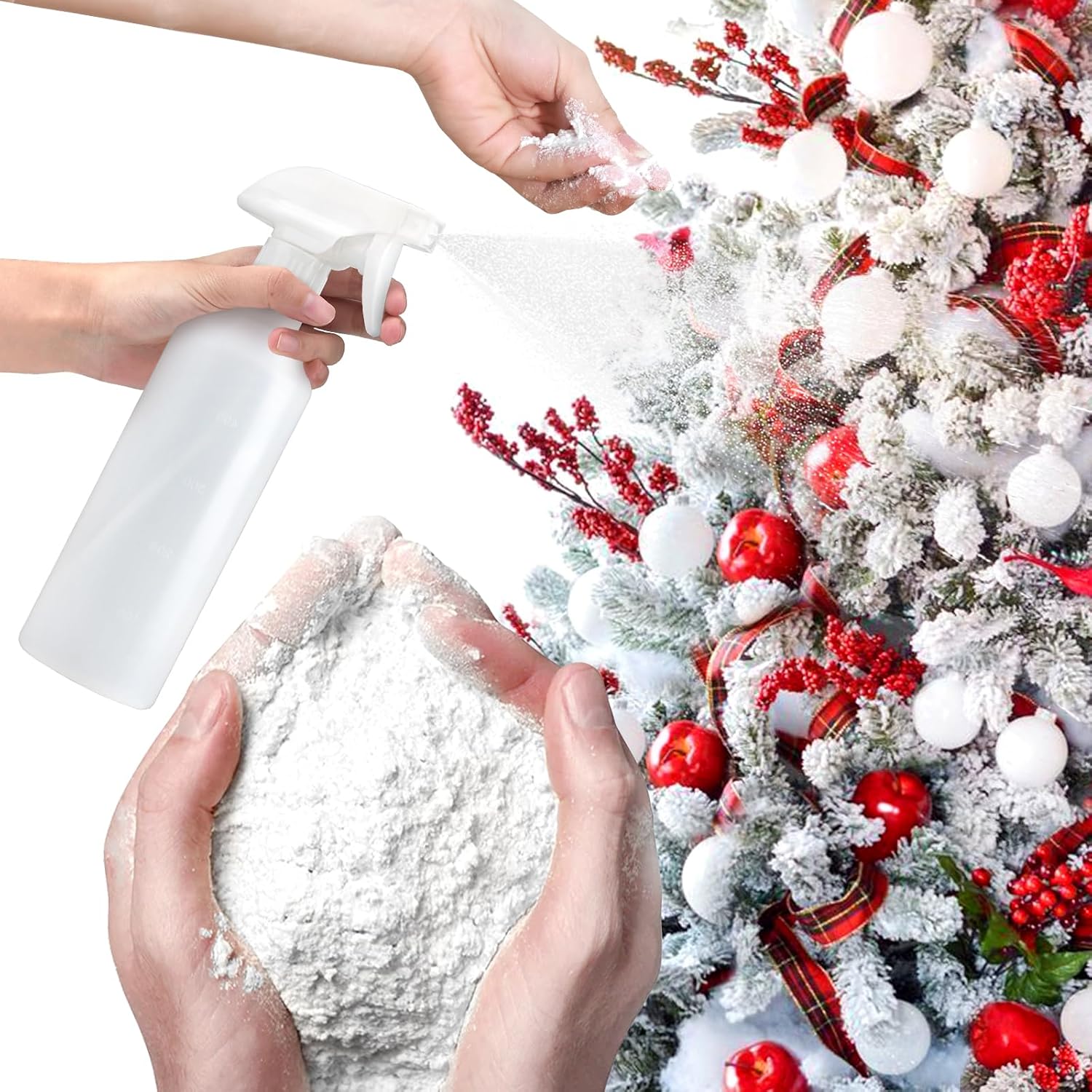 hatisan 3.4 lbs Snow Flocking Powder with A Spray Bottle, Instant Snow Fake Snow...