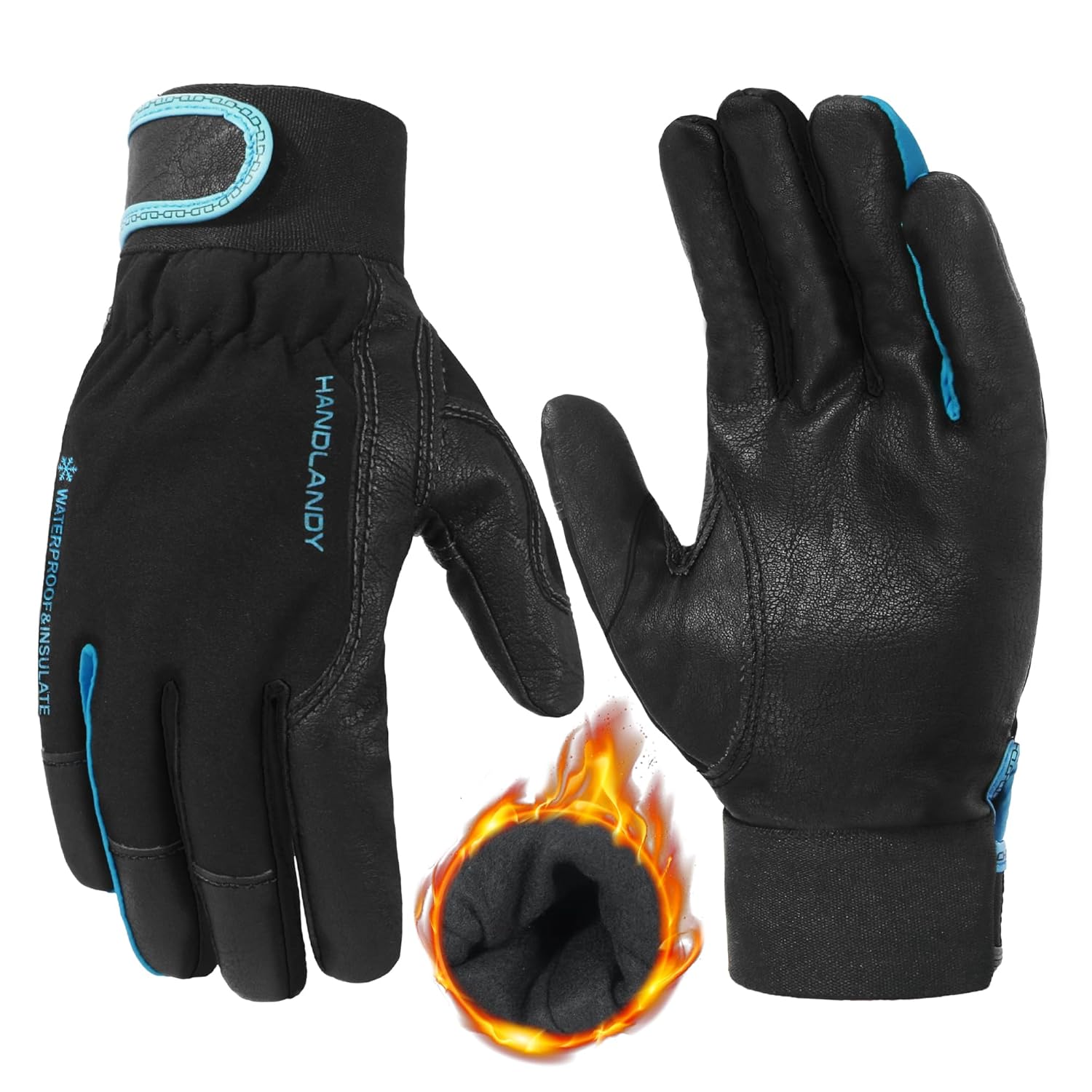 HANDLANDY Insulated Work Gloves, Thermal Winter Gloves Waterproof for Men Women,...