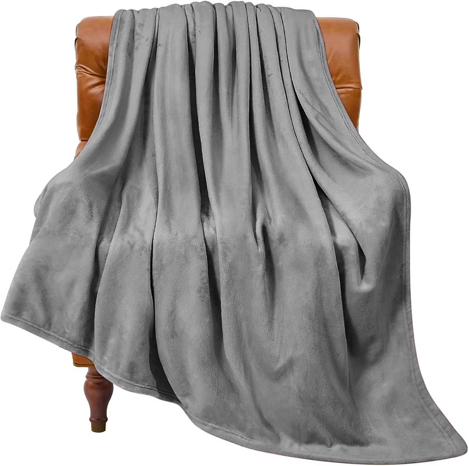 BEDELITE Fleece Blanket Grey Throw Blanket for Couch & Bed, Luxury Plush Cozy Fu...
