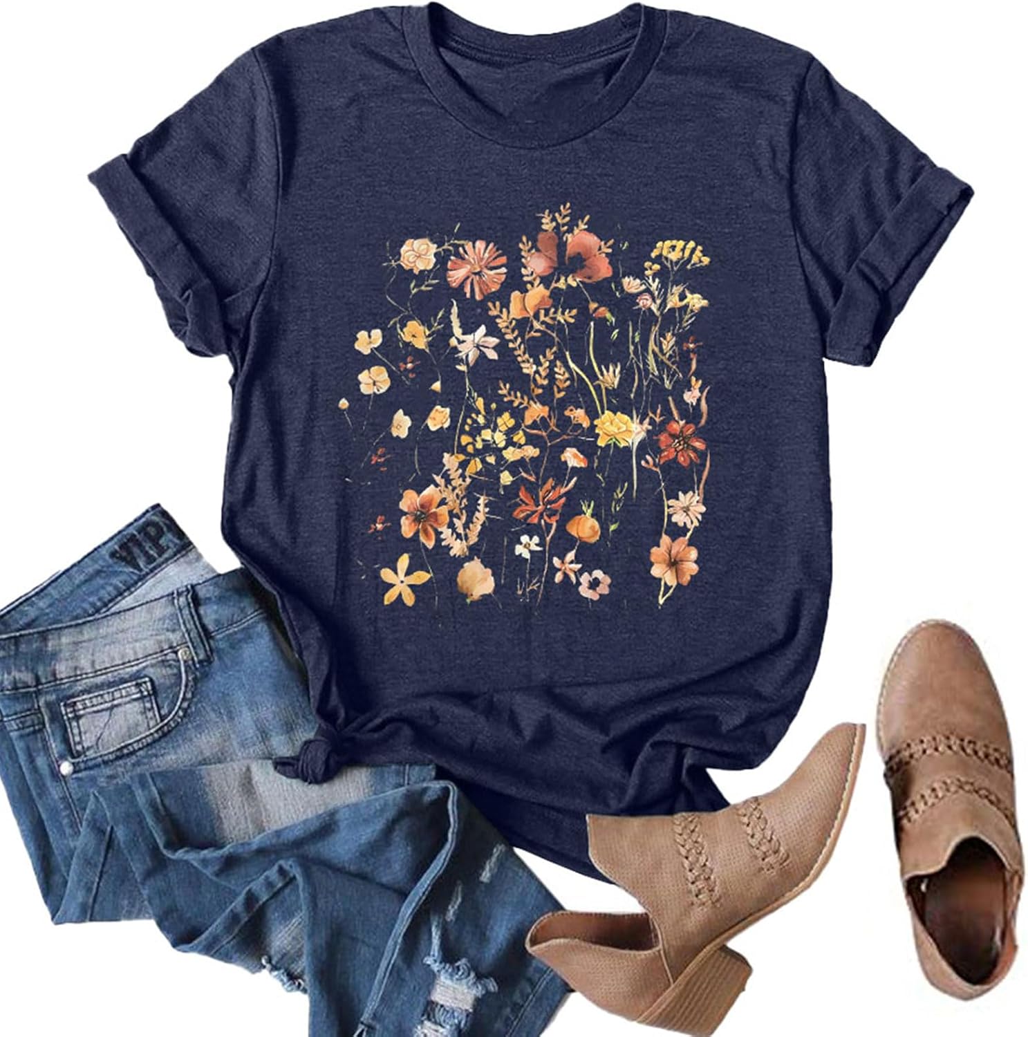 Anbech Womens Dandelion Graphic T-Shirts Teen Girls Cute Sunflower Print Casual...