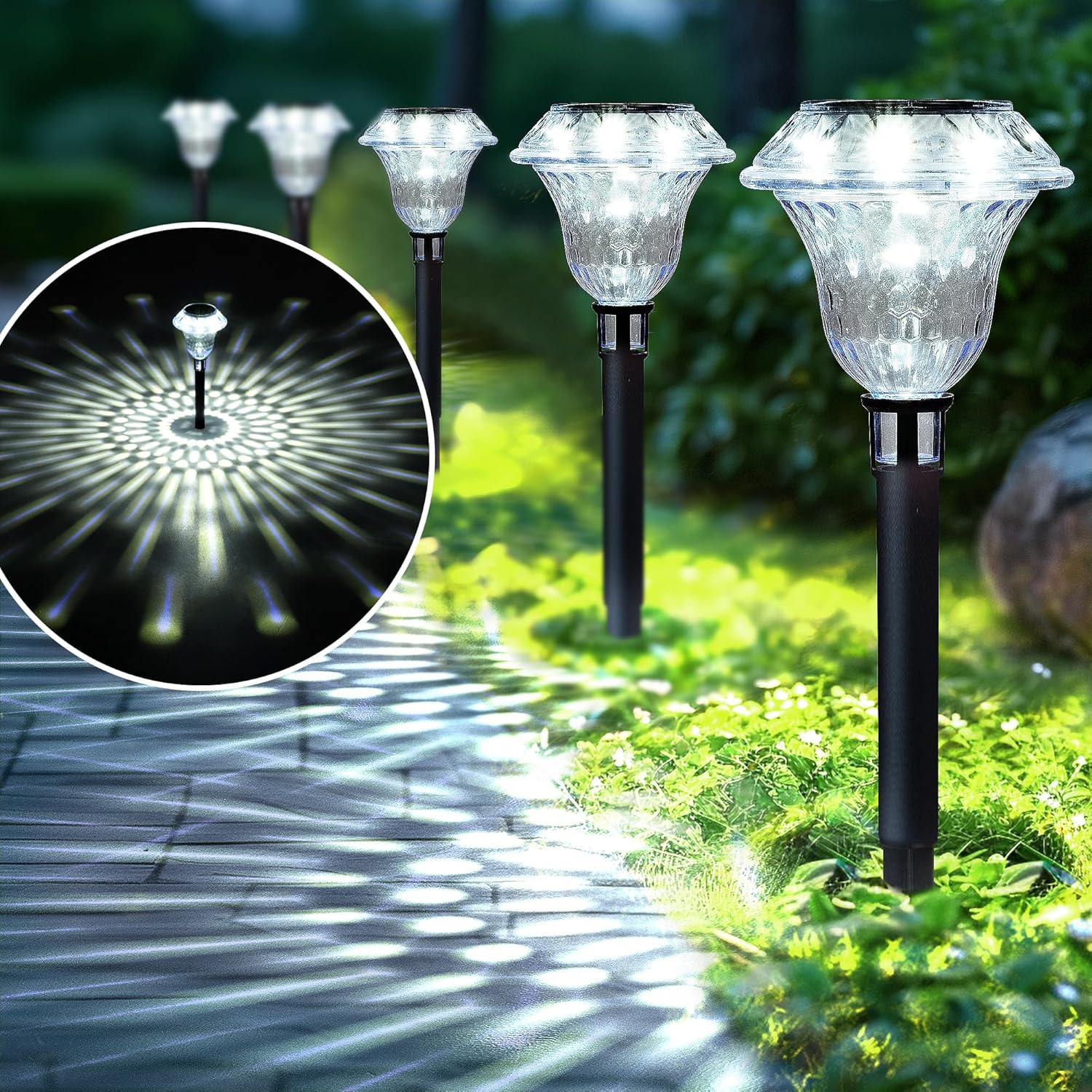 SOLPEX Solar Lights Outdoor, Pathway Garden Decor Lights, Solar Powered Waterpro...