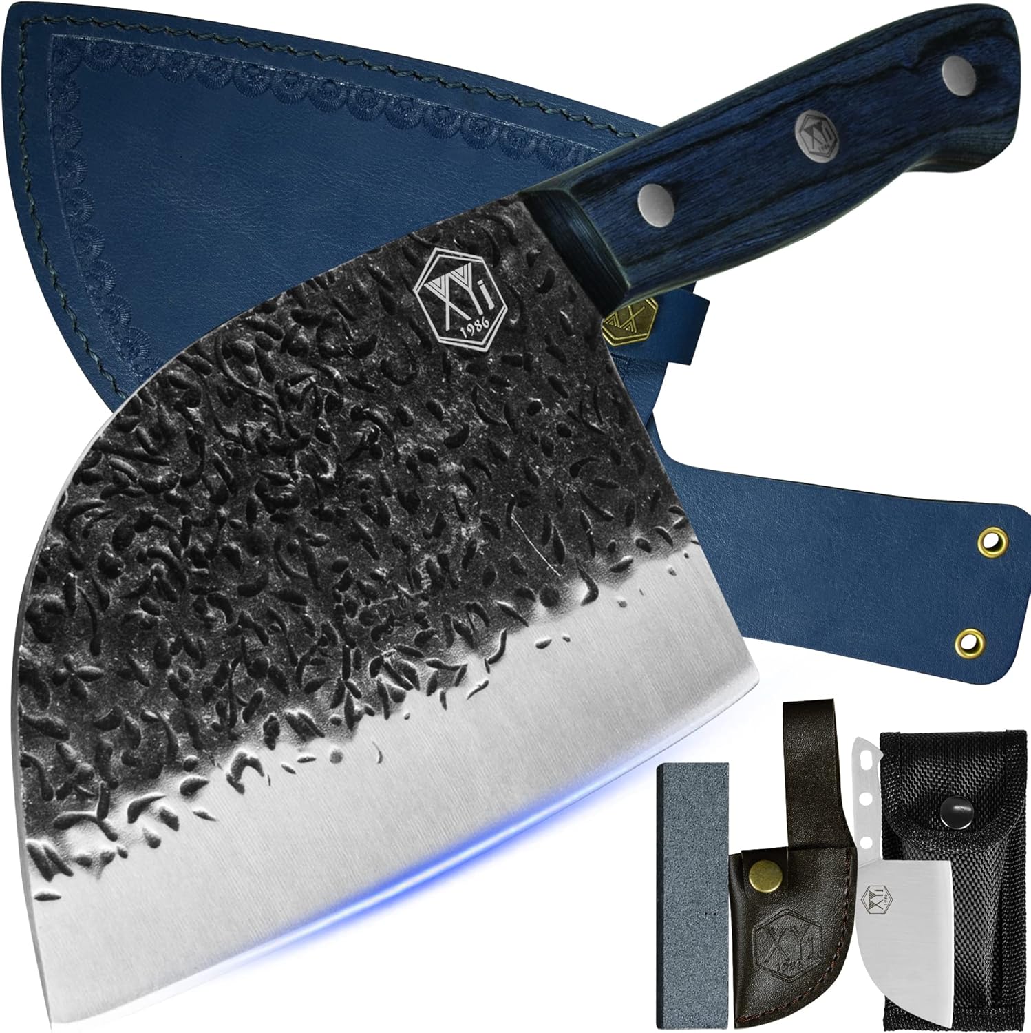 XYJ Authentic Since 1986,7-inch Ancient Butcher Knife,Serbian Chef Knives With S...