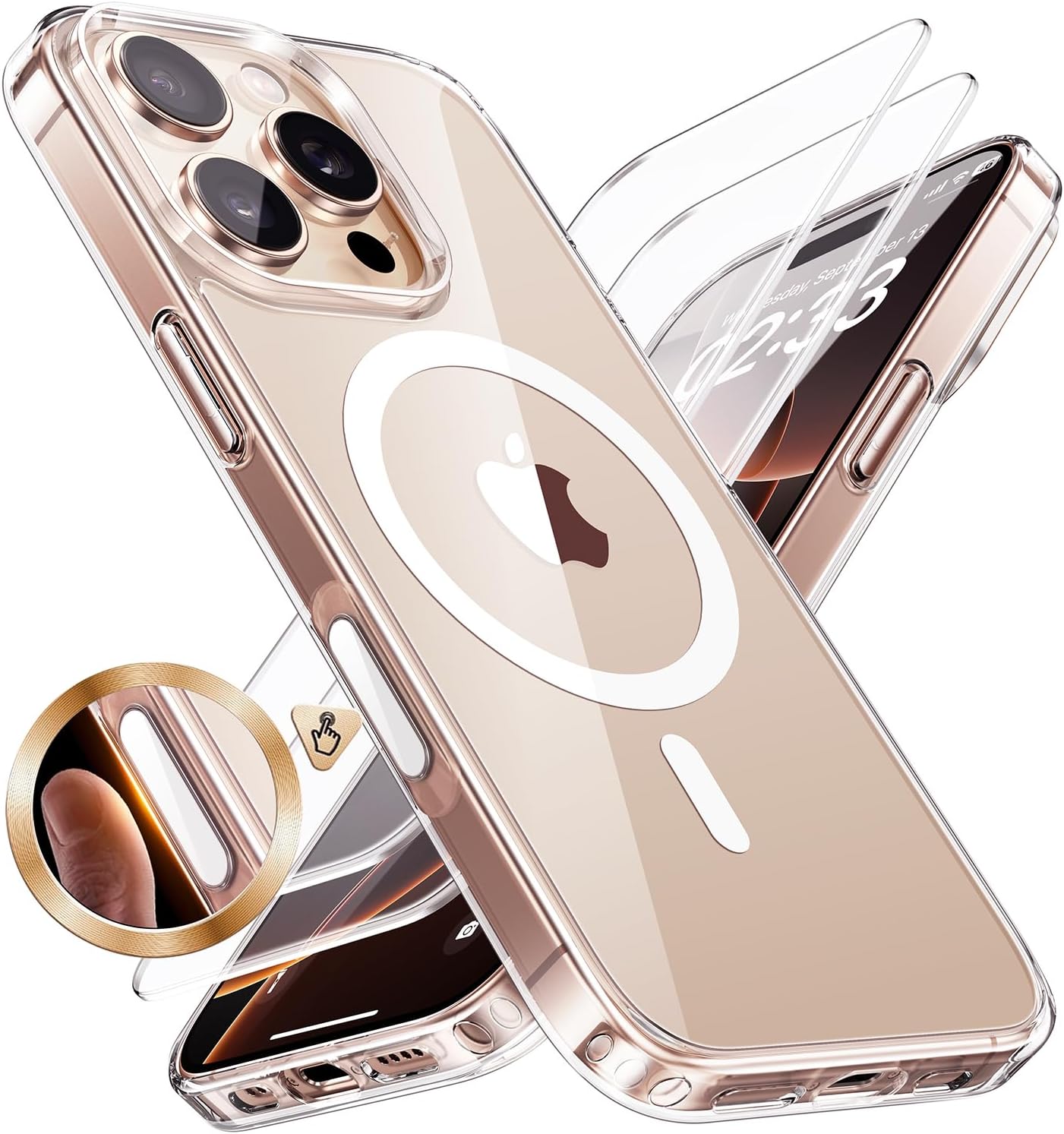 JUESHITUO for iPhone 16 Pro Case with Camera Control Button Covered, Not-Yellowi...