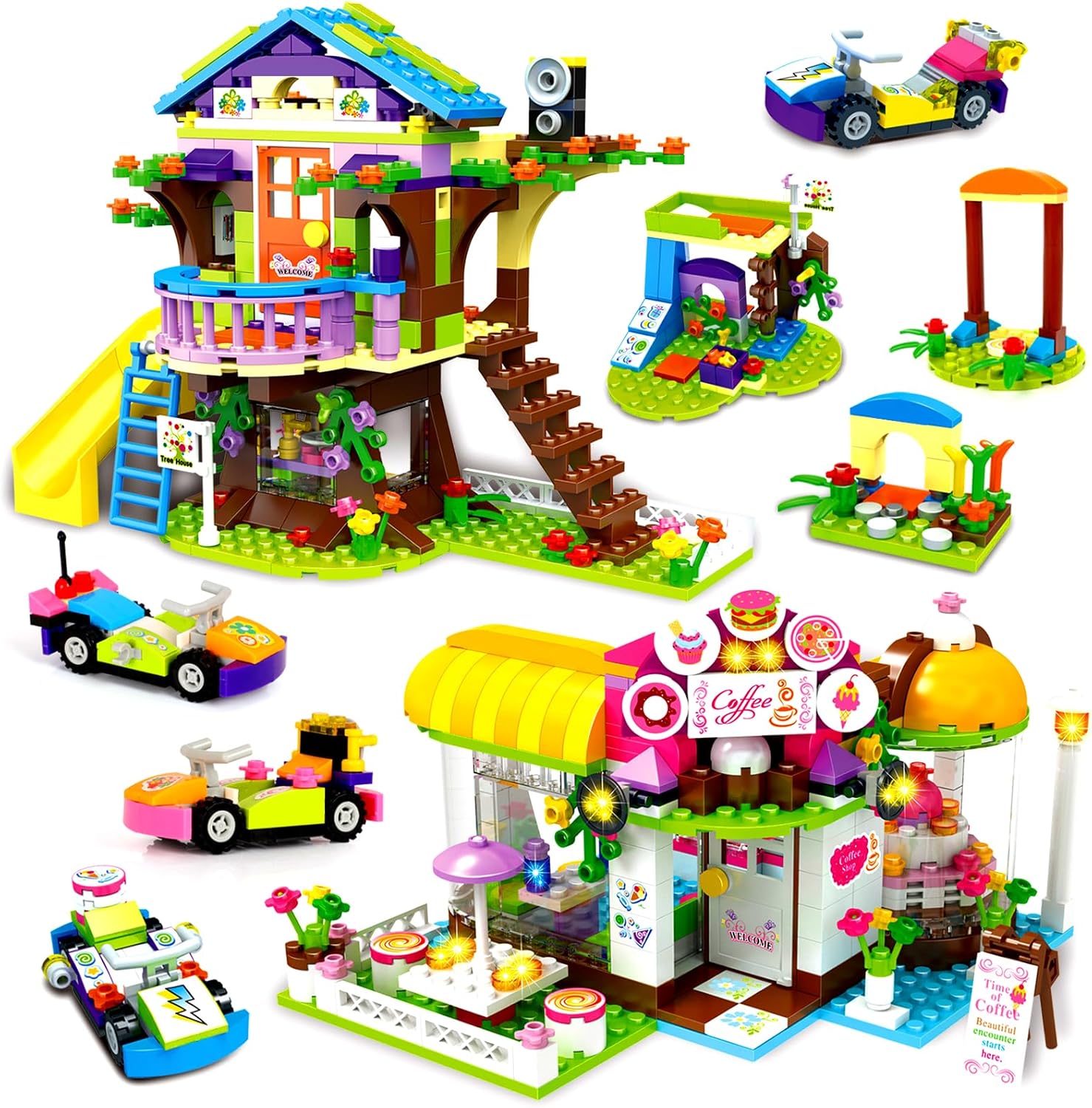 Friends Tree House Coffee Shop Building Sets, Treehouse Cafe House Building Bloc...