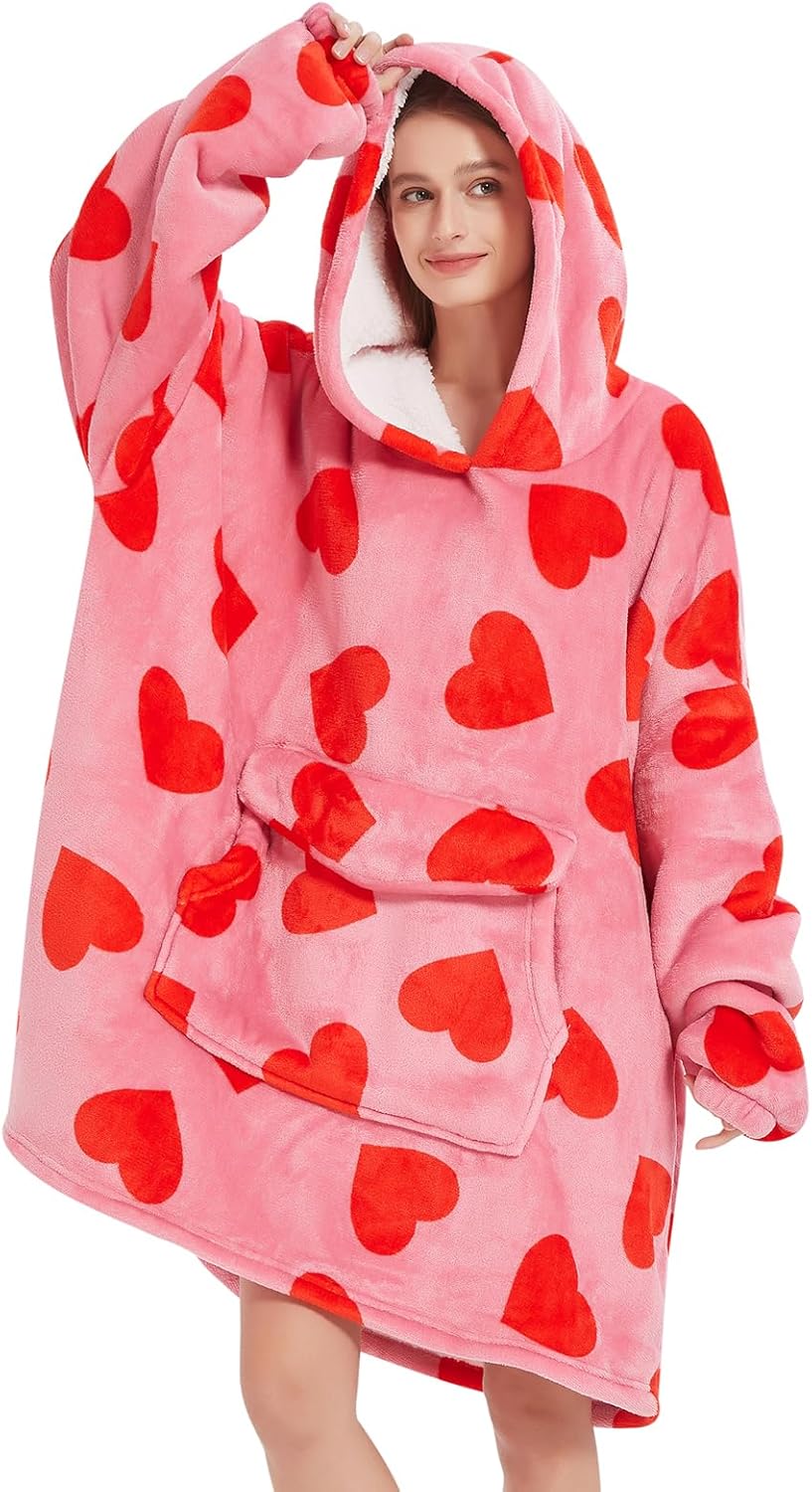 Fiosnow Love Blanket Hoodies for Women and Men Adult Oversize Wearable Blanket H...