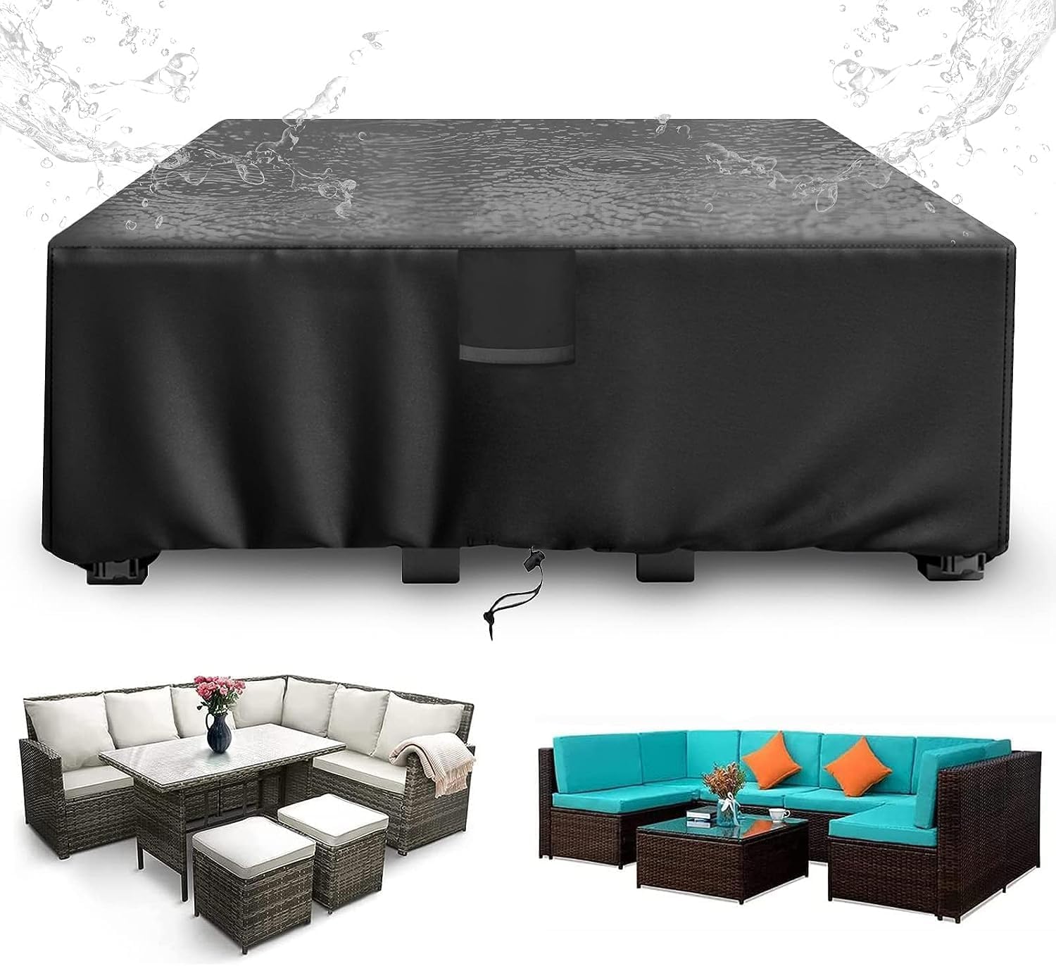 SIRUITON Large Garden Furniture Covers,300x200x90cm Patio Garden Furniture Set C...