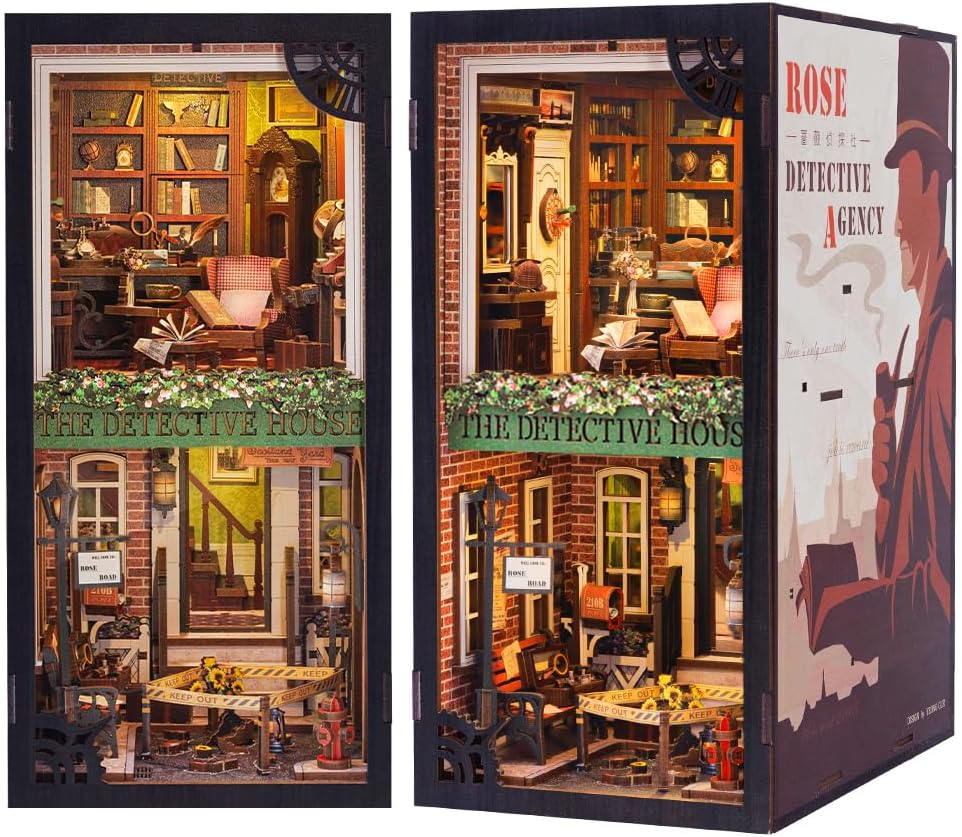 CUTEBEE Book Nook Kit,DIY Miniature Dollhouse Book...