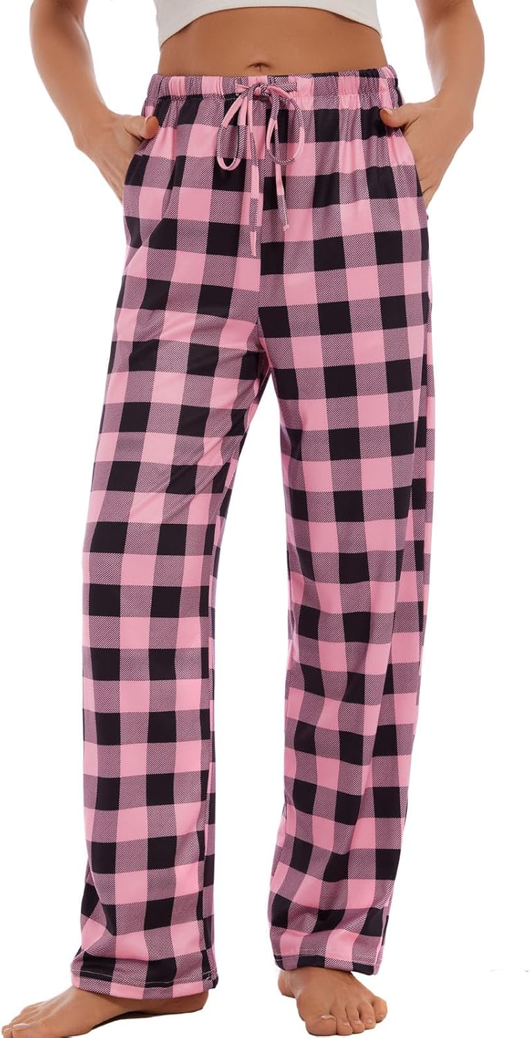 ccko Women’s Comfy Pajama Pants with Pockets, Stretch Drawstring Lounge Pants, S...