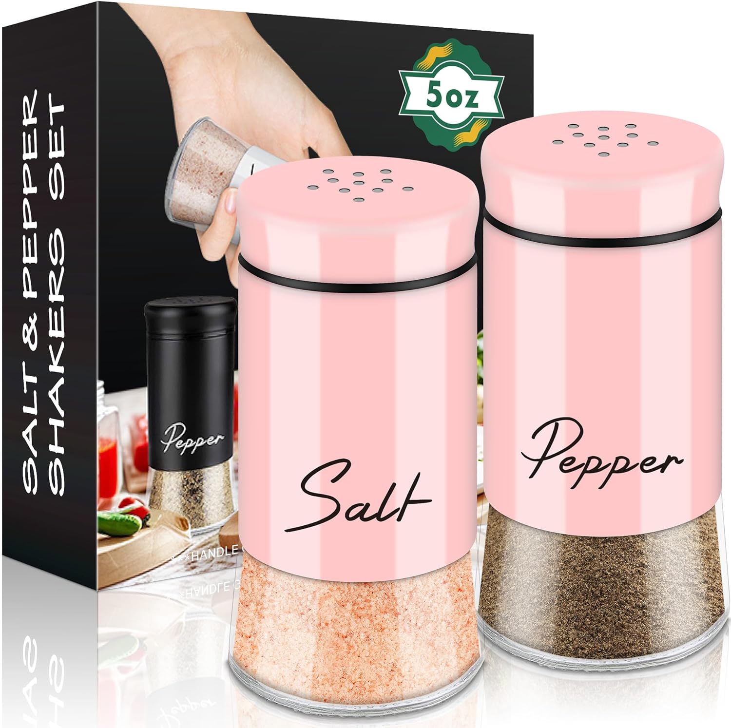 Pink Salt and Pepper Shakers Set,5 oz Kitchen Decor and Accessories Home Essenti...