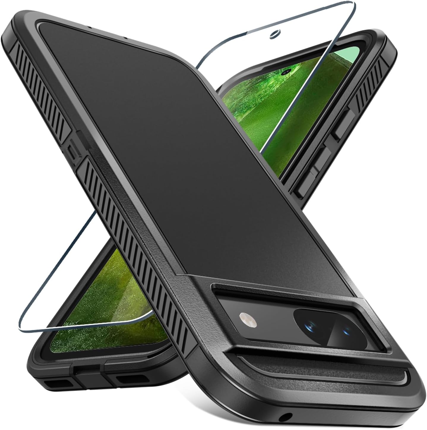 PULEN for Google Pixel 8A Case with Screen Protector, 3-Defend Rugged PC Front C...