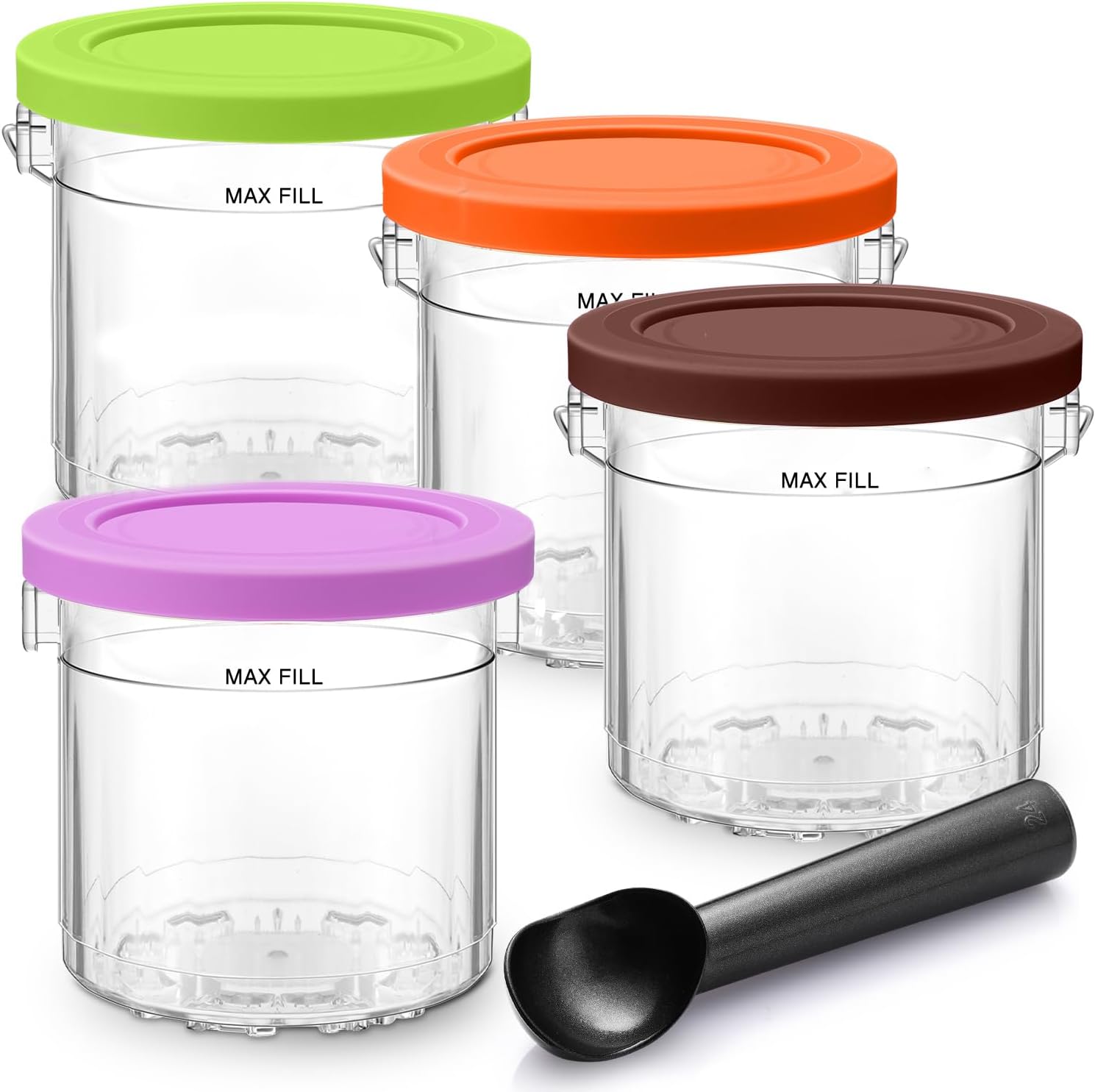 For Ninja Creami Pints and Lids 4 Pack,Compatible with Ninia NC299AMZ & NC300s S...