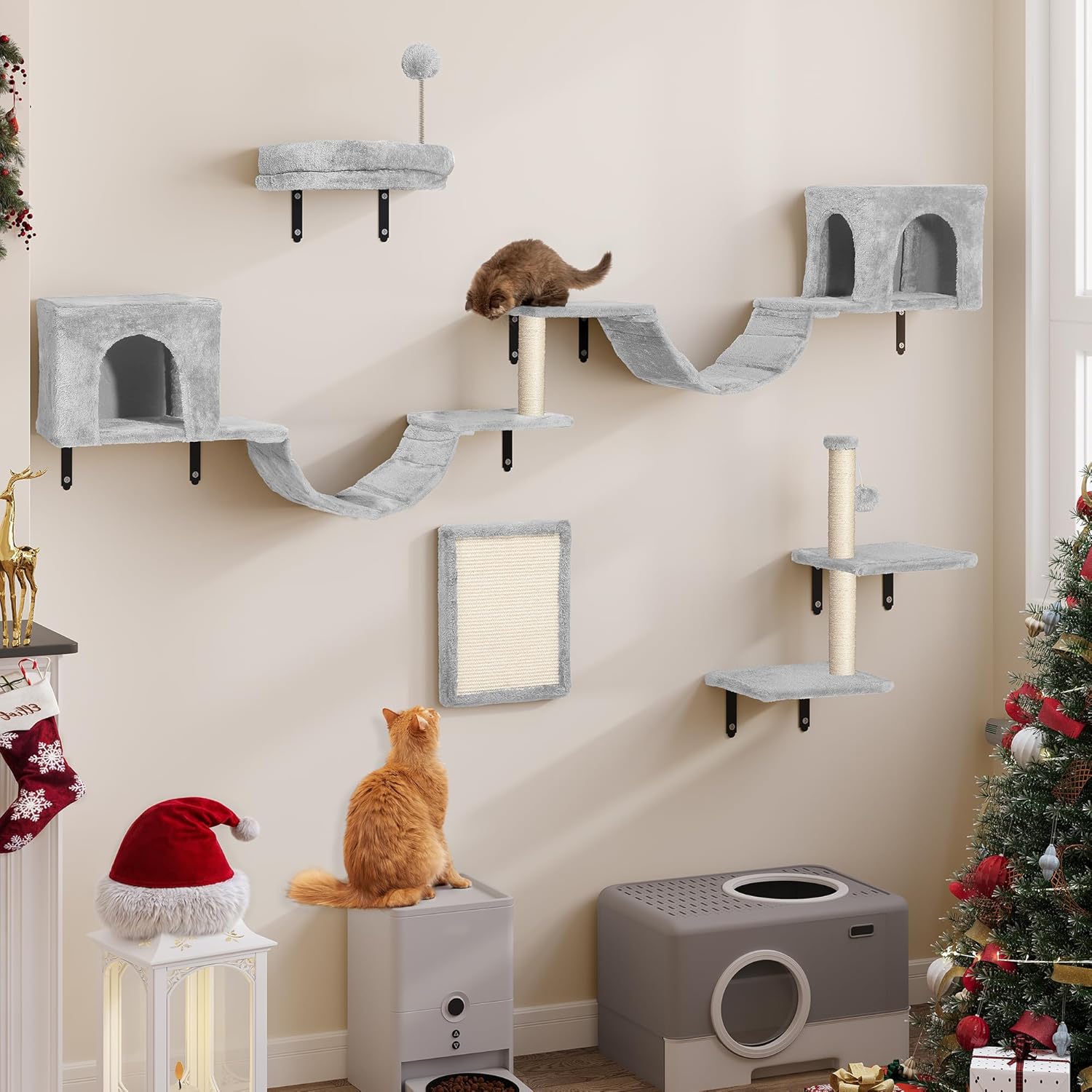 YITAHOME 8-Piece Cat Climbing Wall Set, Sturdy Plush Climber for Cats, Cat Climb...