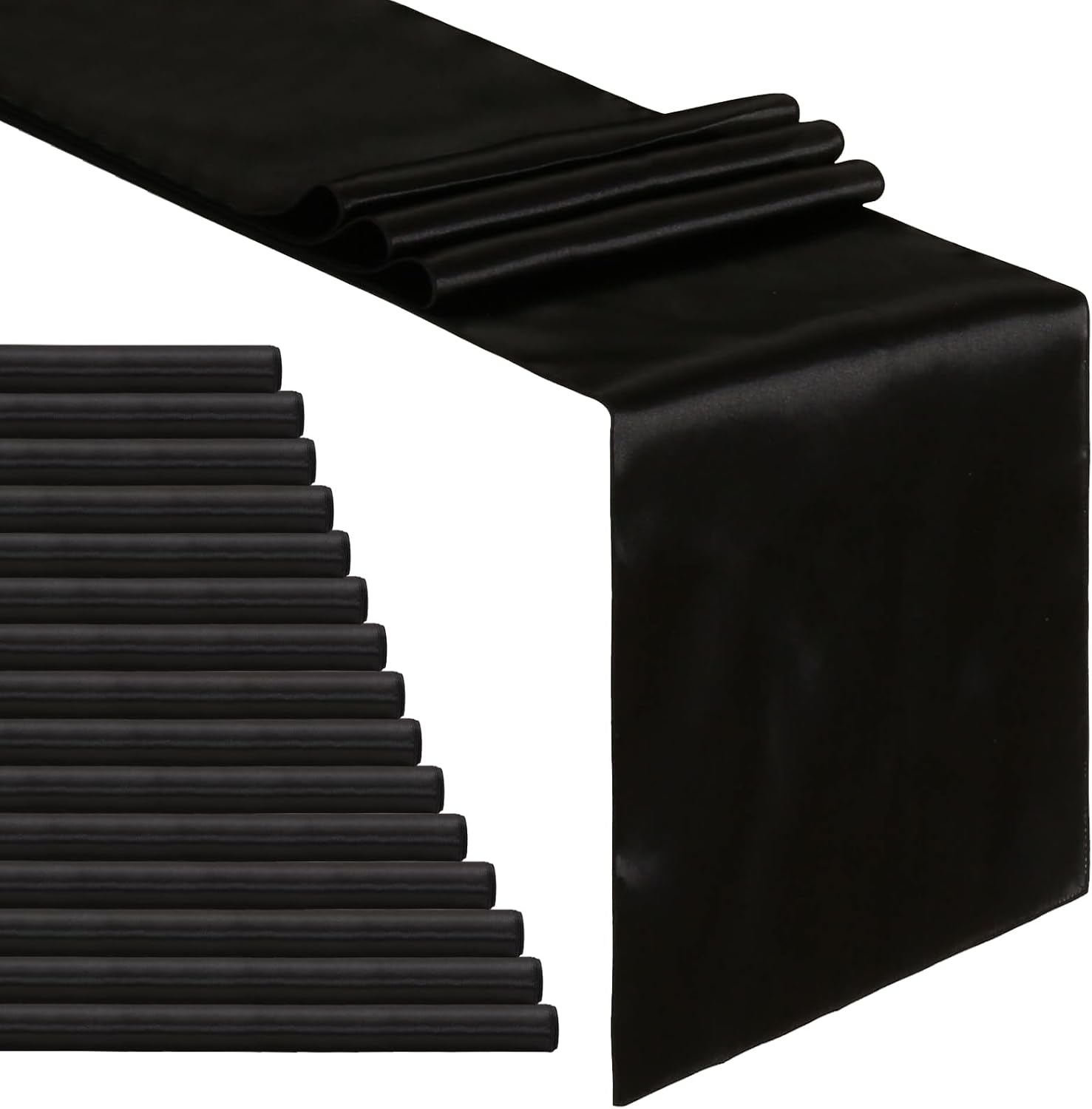 B-COOL Black Table Runners: Satin Table Runners Wedding Table Runners Silk Smoot...