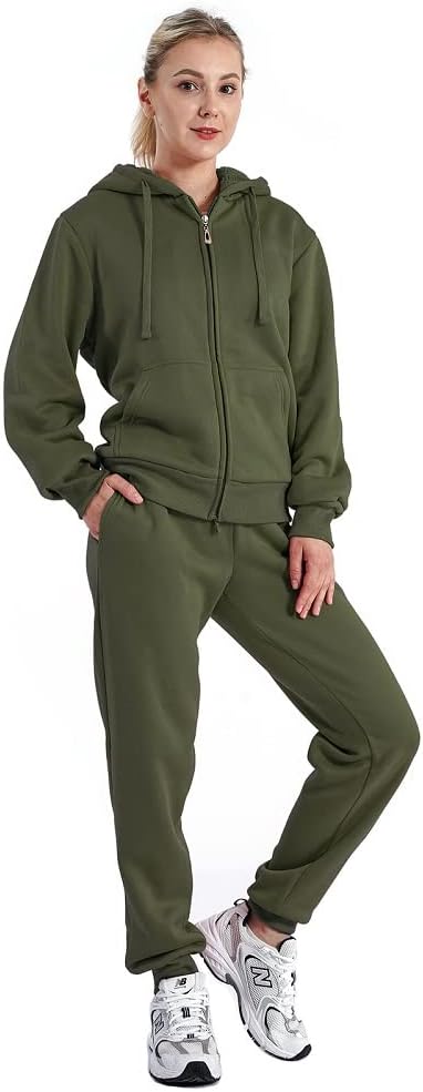 Facitisu Women 2 Piece Outfits Fleece Sweatsuits Tracksuits Lounge Pullover Hood...