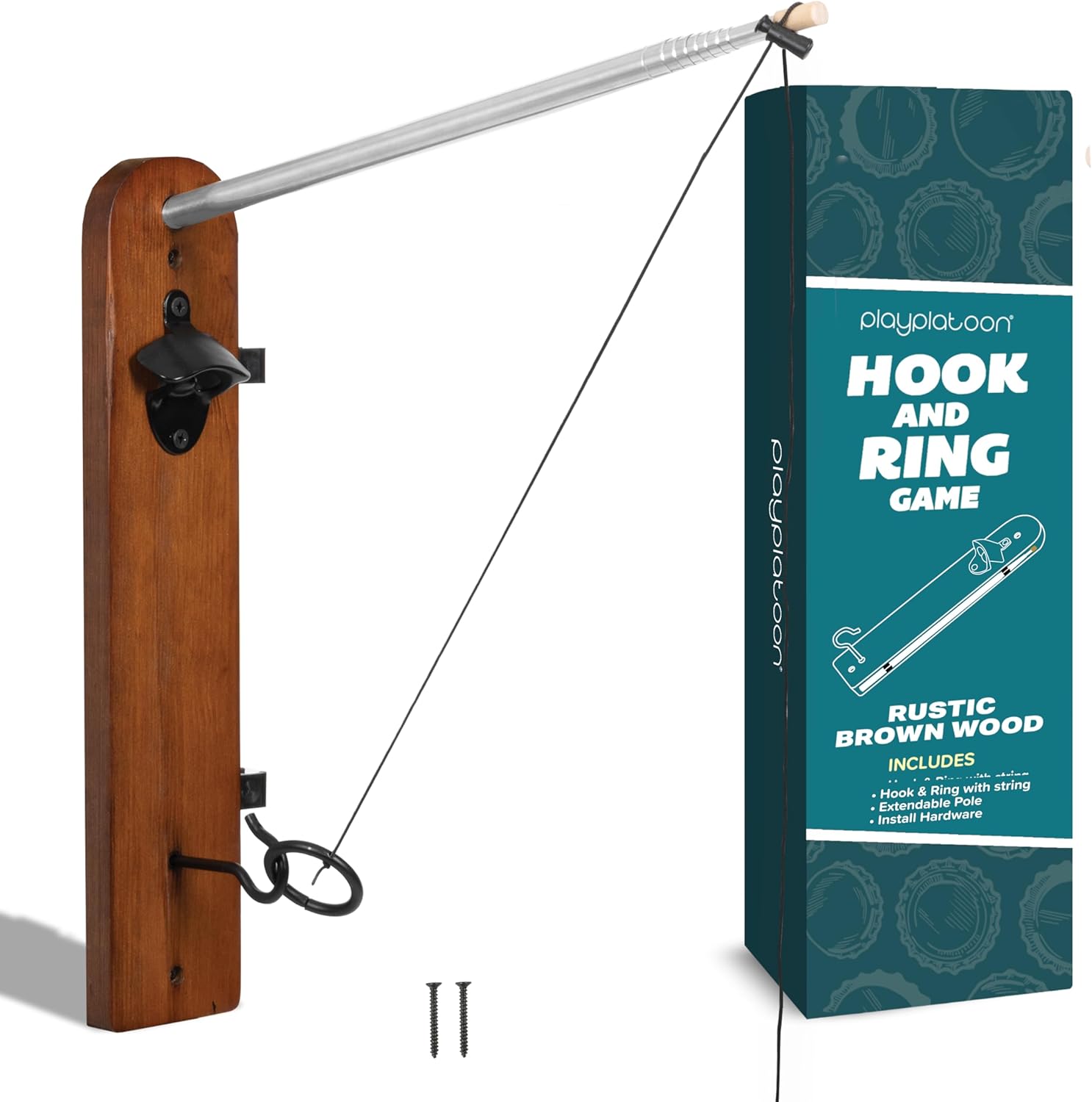 Play Platoon Hook and Ring Toss Game - Ring Toss Bar Game for Adults, Wood Toss...