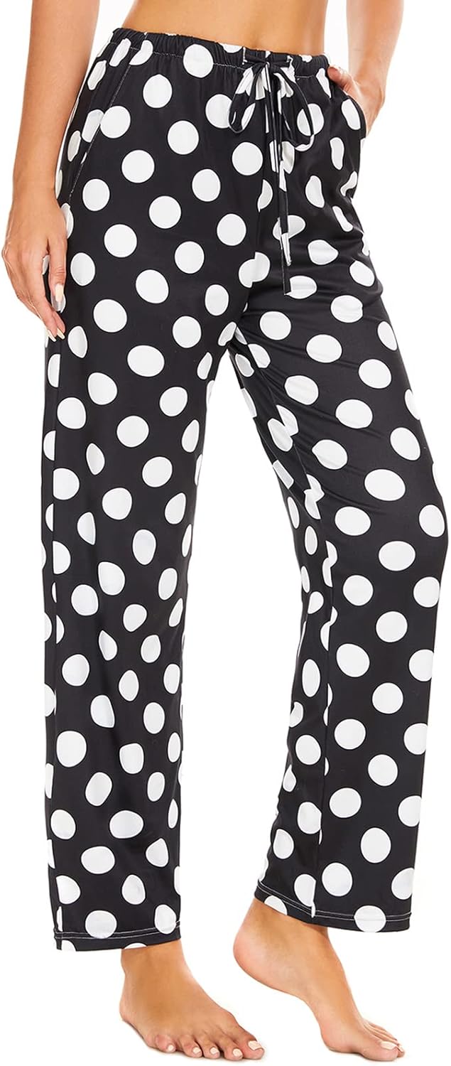 ROSA JUNIO Womens Pajama Pants with Pockets, Soft Drawstring Pajama Bottoms Wome...
