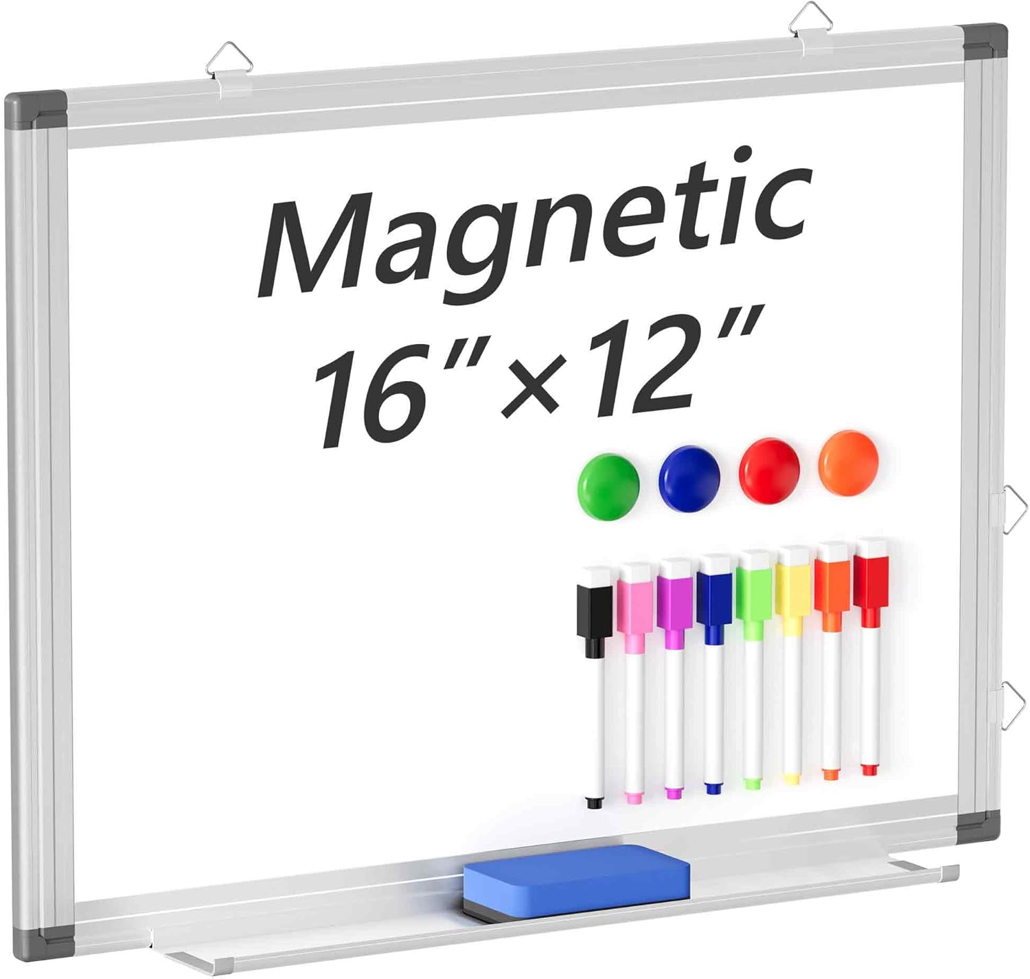 Magnetic Whiteboard Dry Erase Board for Wall, 16" X 12" Hanging Small White Boar...