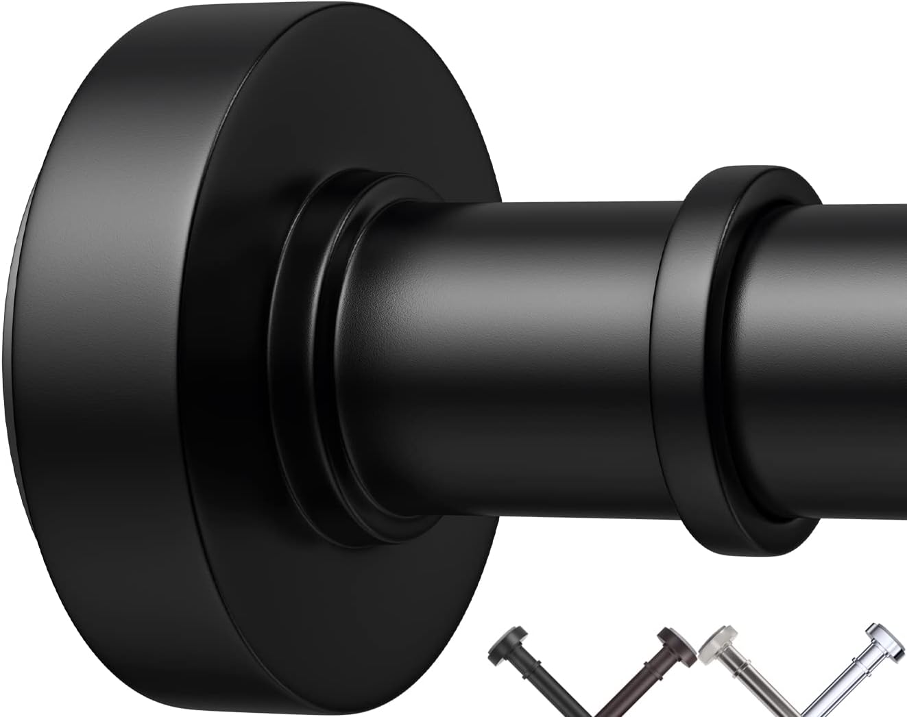 Black Shower Curtain Rods, 43-72 Inches, Never Rust, Never Slip,Adjustable Tensi...
