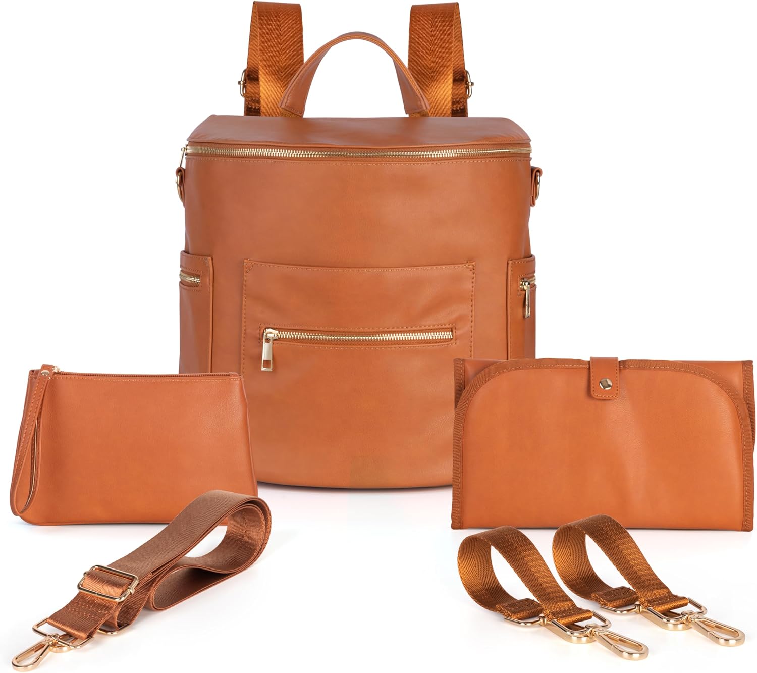 Minsong Fashion Leather Diaper Bag Women Backpack Purse, Mommy Travel Diaper Bag...