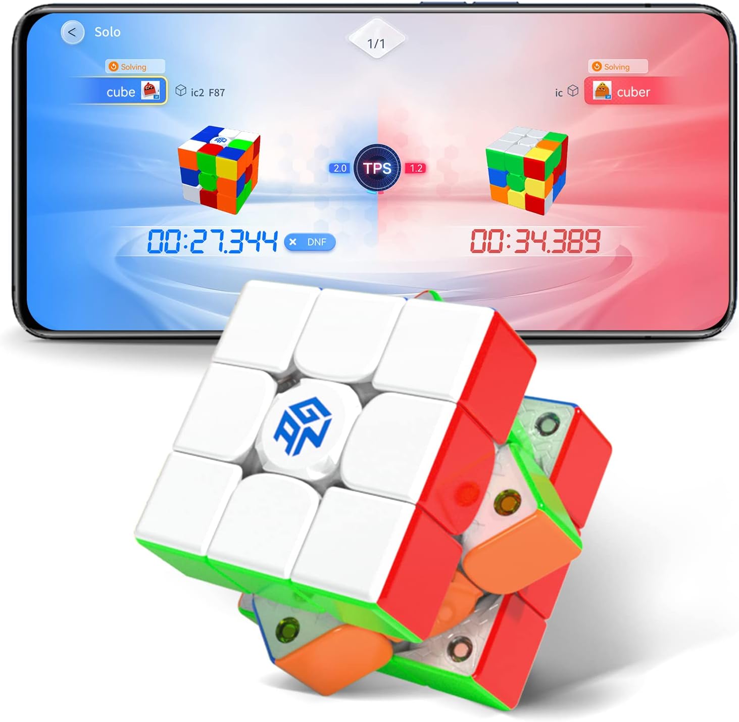 GAN 356 i Carry Stickerless Cube, GAN Smart Cube 3x3 Speed Cube Intelligent Trac...