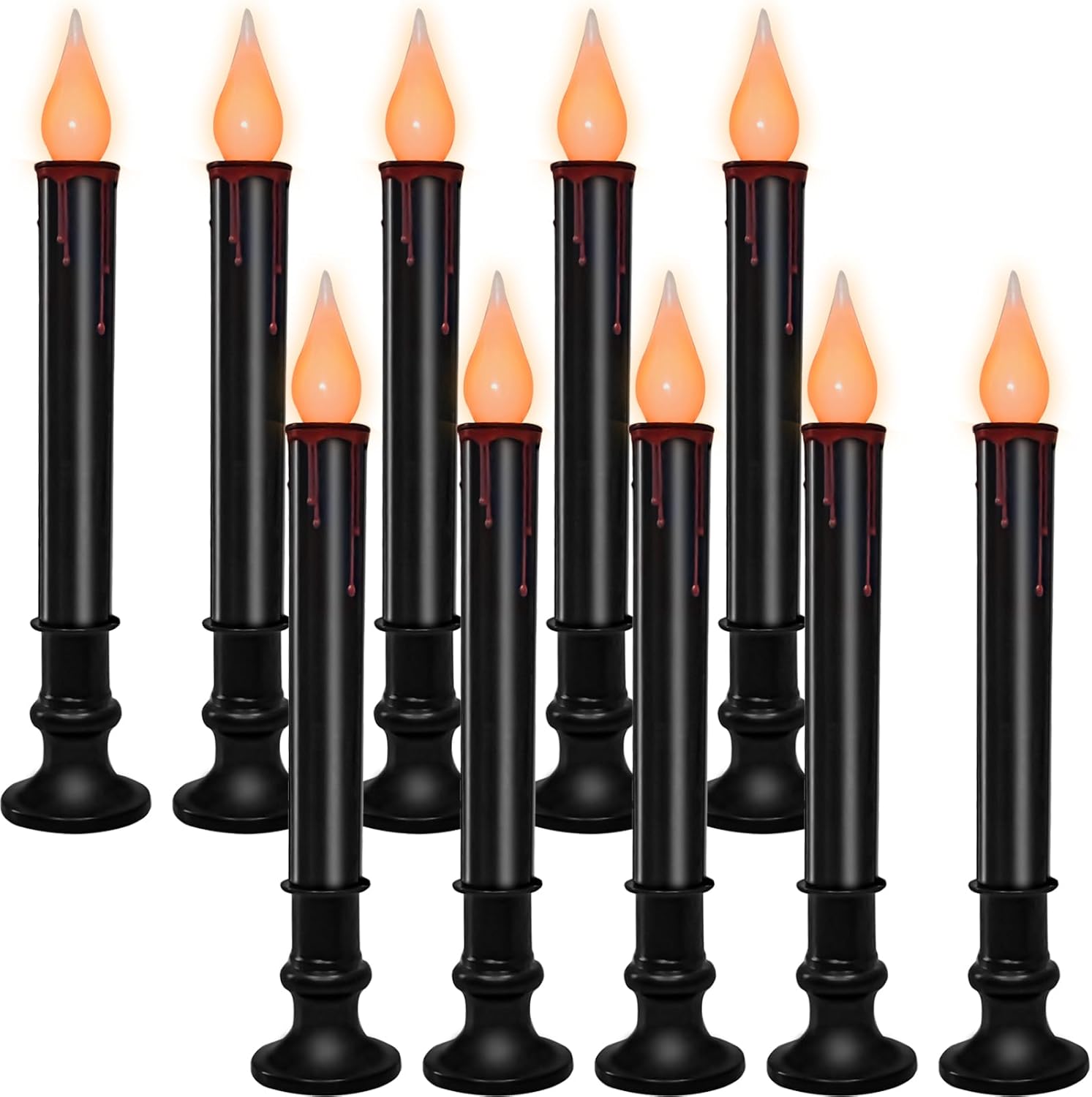 SUNSGNE 9'' Halloween Window Battery Operated Candle Lights with LED Flameless F...