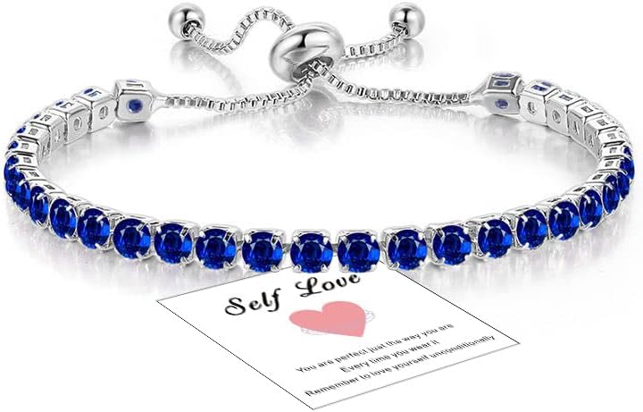 HEEYA Bracelet for Womens Sterling Silver Plated Tennis Bracelets Crystal Slider...