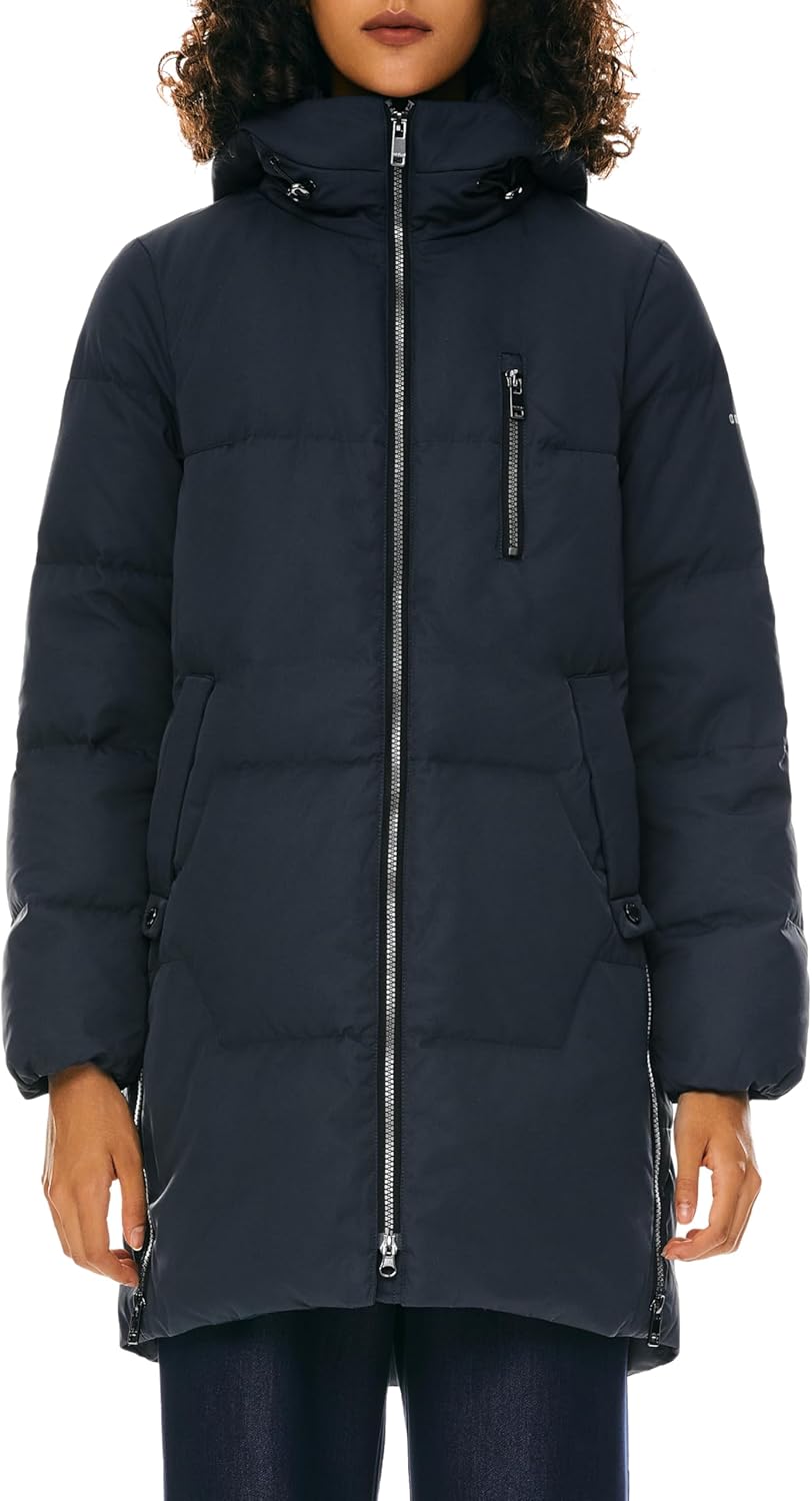 Orolay Women's Stylish Down Hooded Jacket with Two-Way Zipper Winter Down Coat P...
