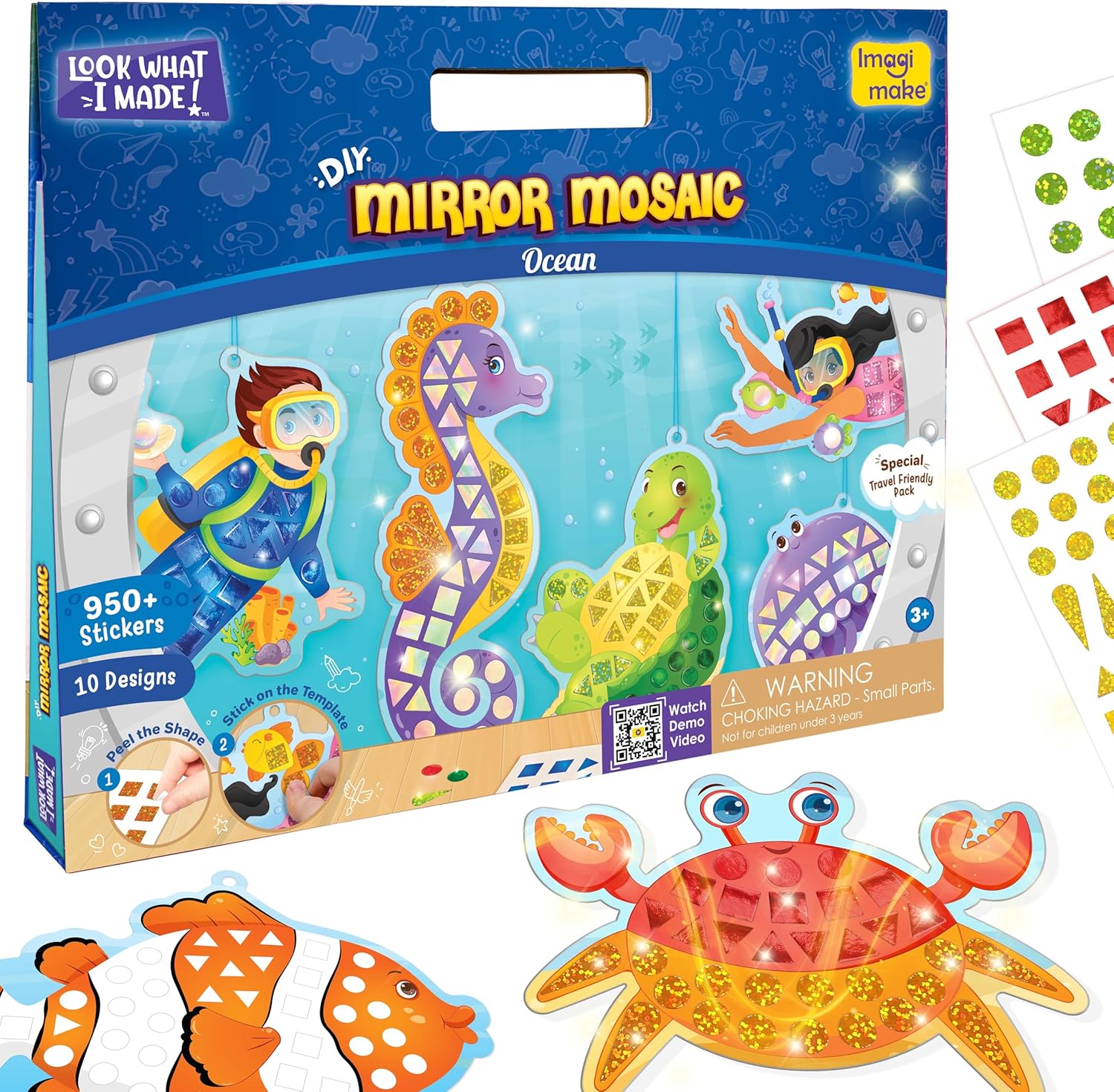 Imagimake Mirror Mosaic Ocean Themed Kids Art Set | DIY Craft Kit | Foil Sticker...