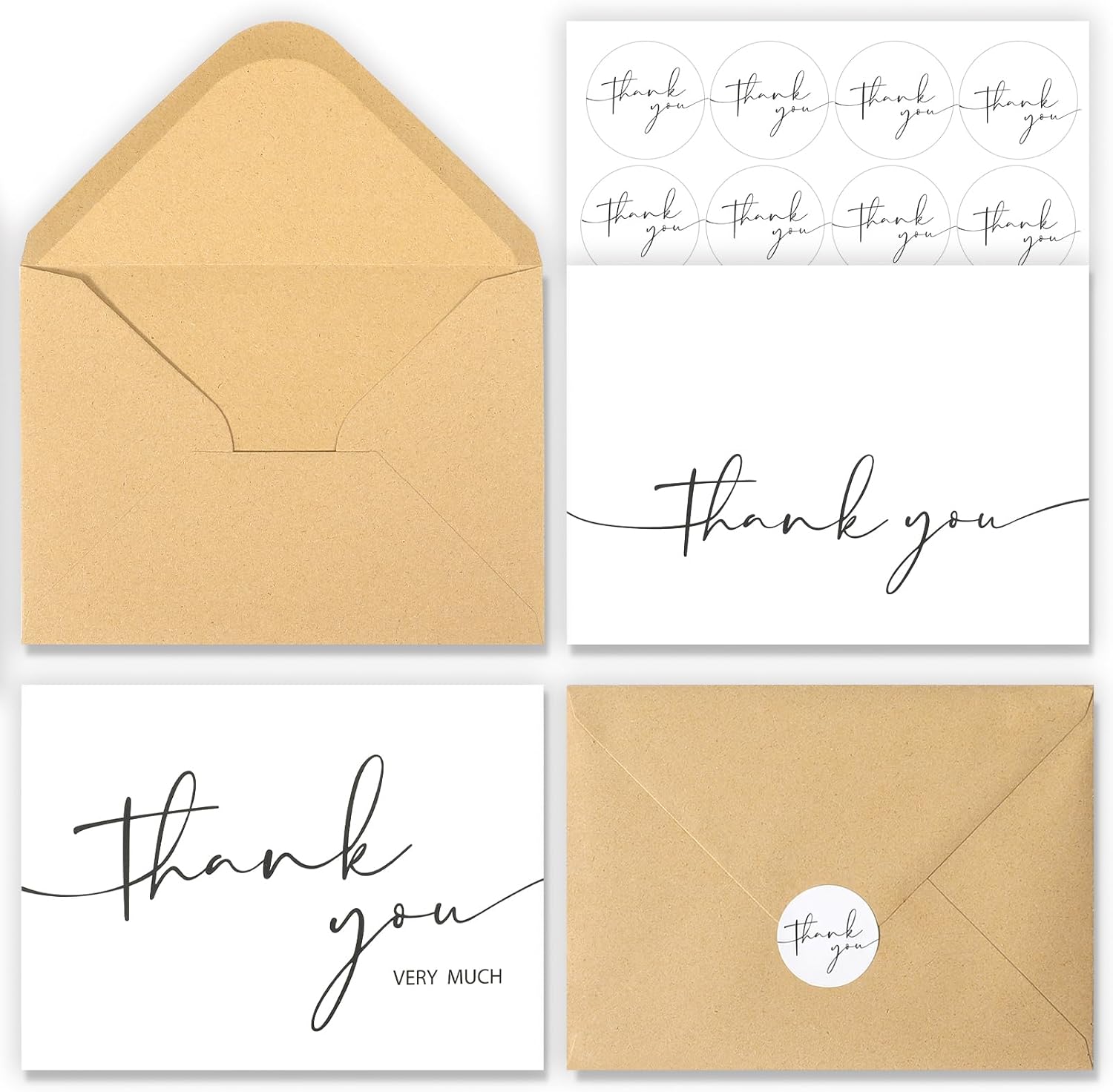 24 PCS Thank You Cards With Envelopes,4x6 Inch Minimalistic Design, Thank You No...