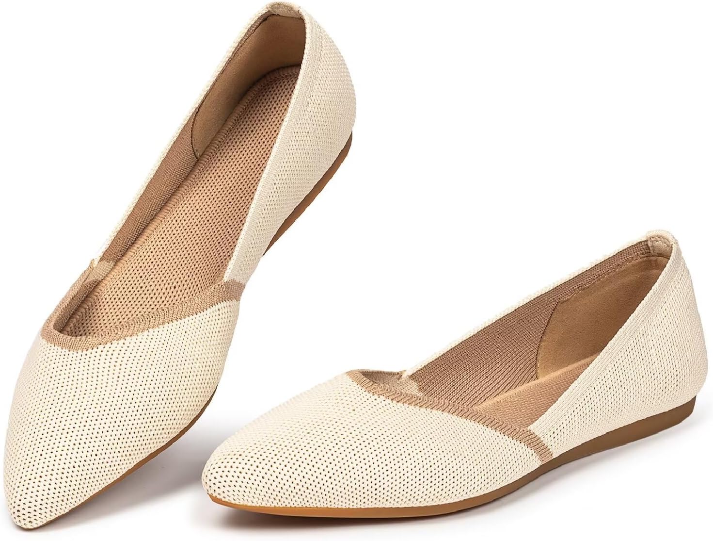 Frank Mully Womens Flat Shoes Classic Pointed Toe Flats Knitted Dress Shoes Soft...