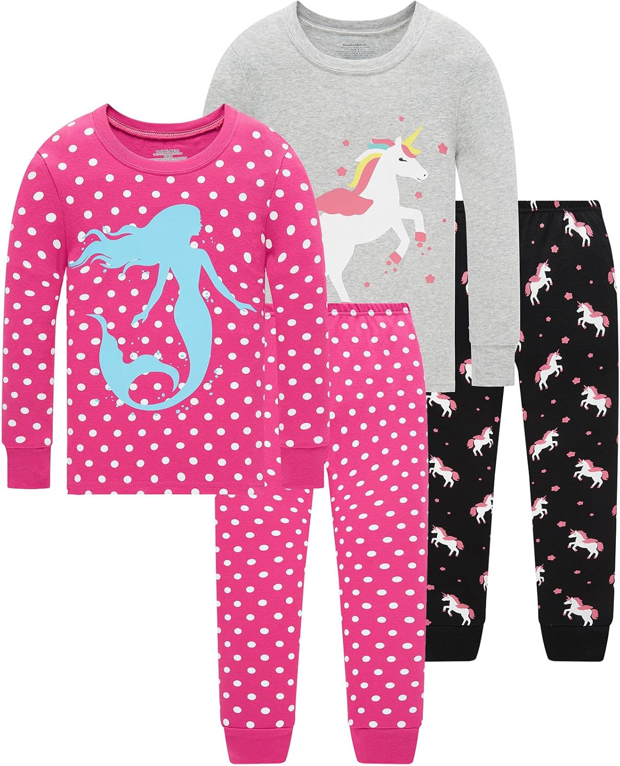 Dolphin&Fish Boys and Girls Soft Pajamas 100% Cotton Toddler Pjs Long Sleeve Kid...