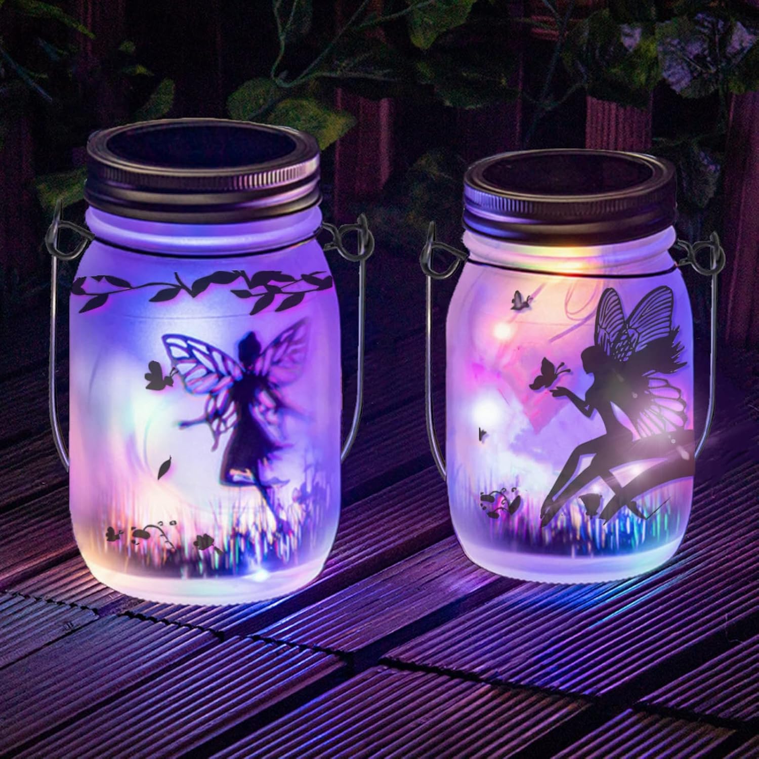 Solar Fairy Lantern Outdoor, Garden Ornaments Waterproof Hanging Frosted Glass S...