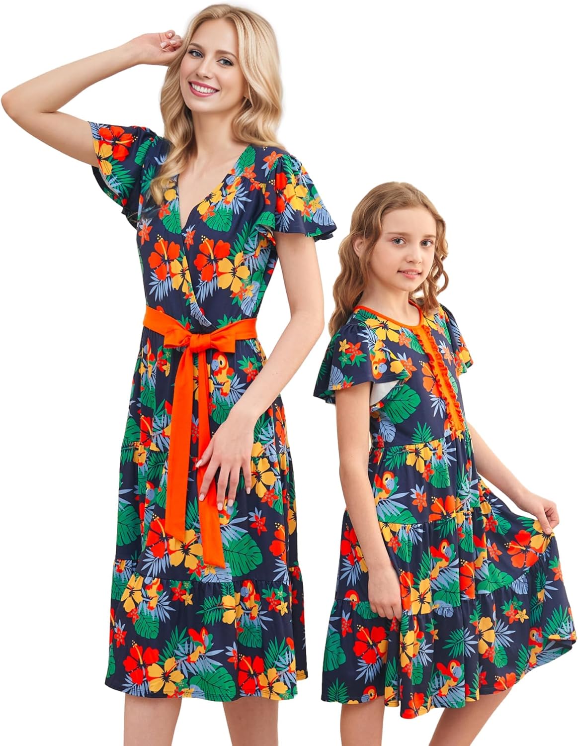 V.&GRIN Mommy and Me Summer Dresses, Mother Daughter Midi Cute Floral Family Mat...