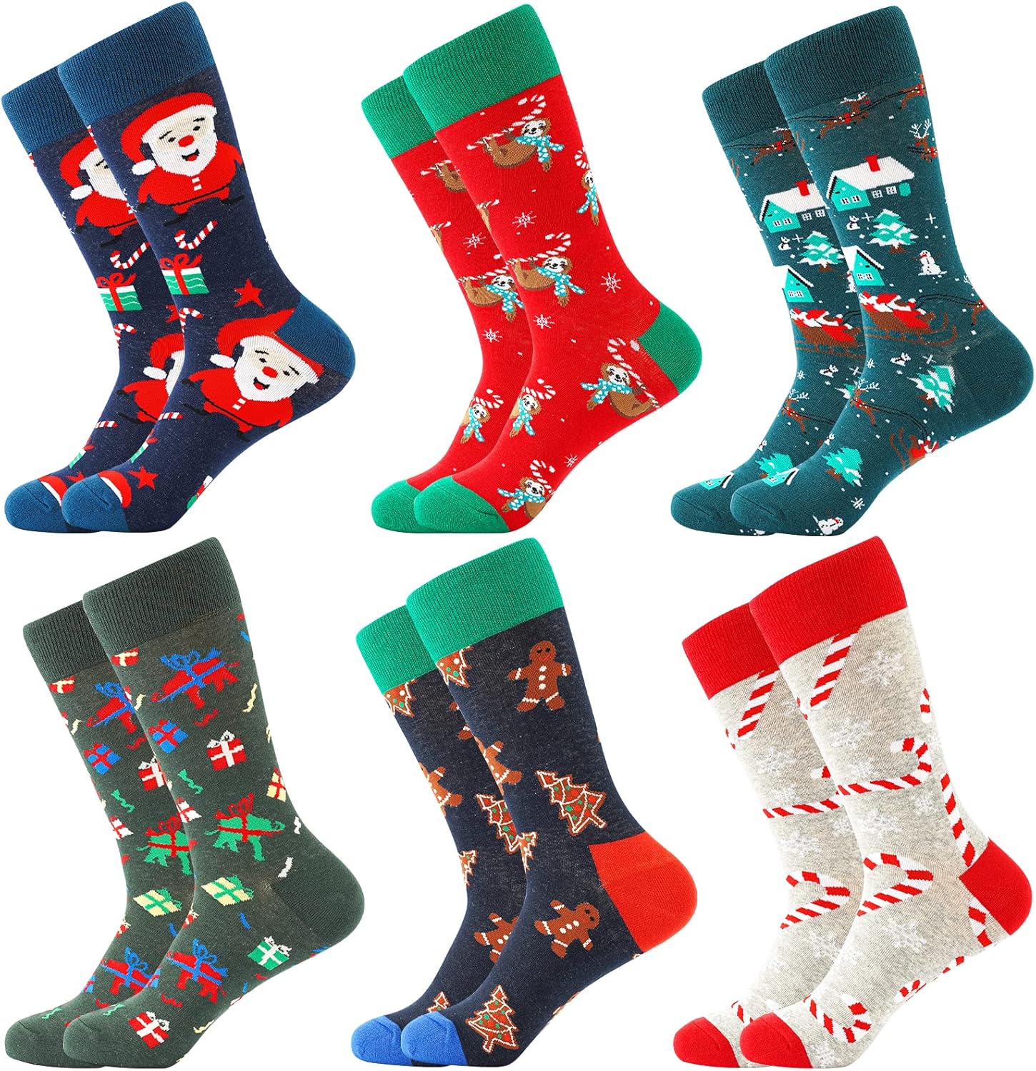 BONANGEL Christmas Socks for Men,6 Pairs Mens Christmas Socks,Holiday Sock Chris...