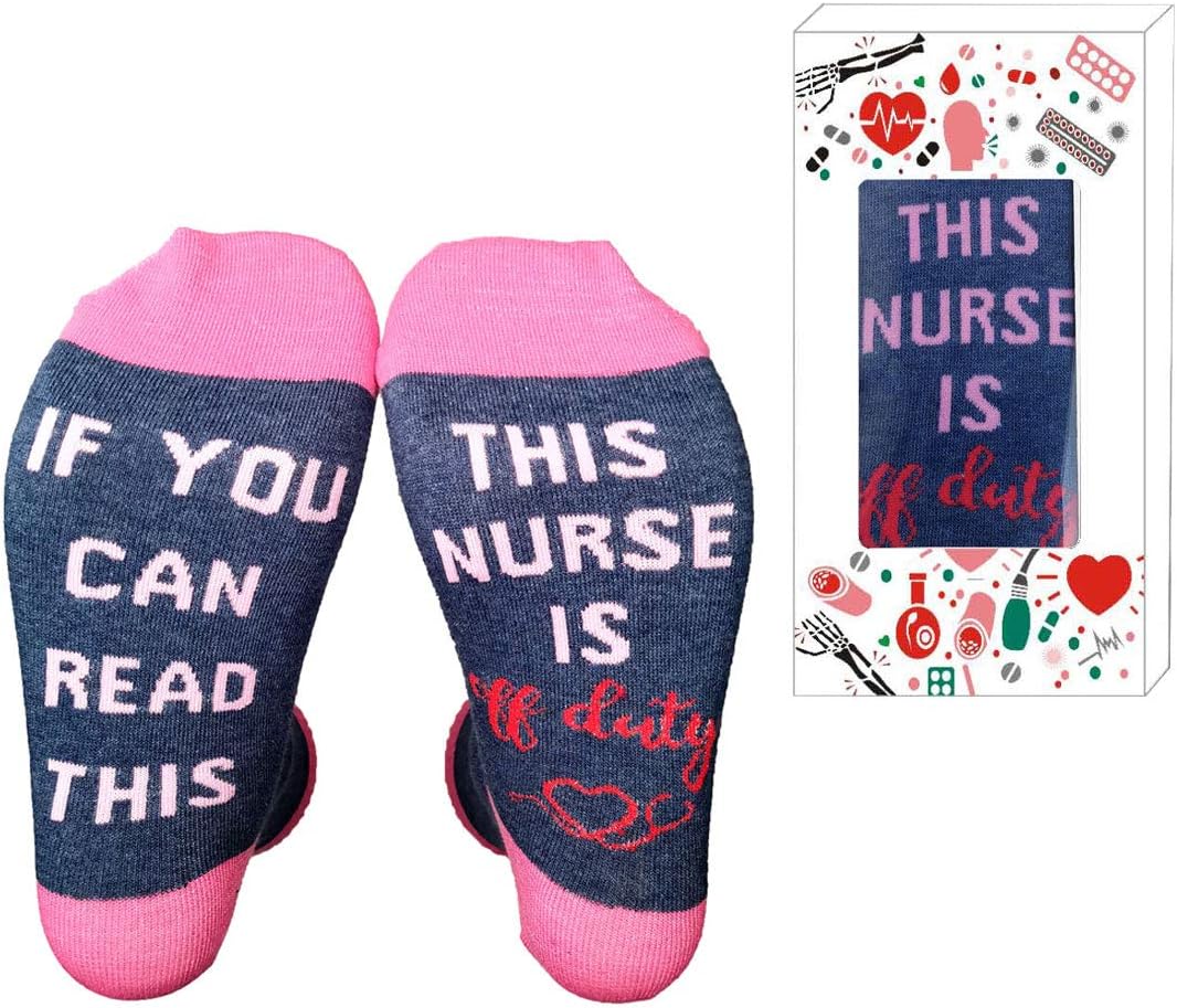 If You Can Read This Nurse Is Off Duty Unisex Funky Crew Socks White Angels Gift...