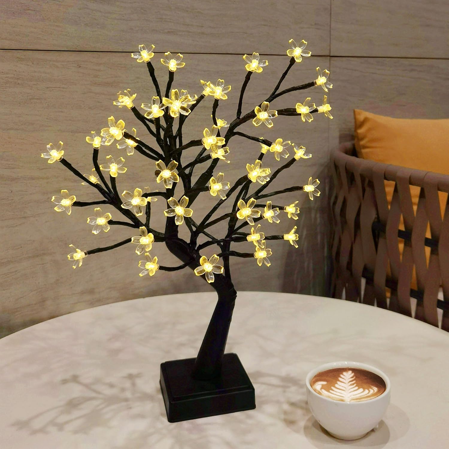 PMS 17inch 72 LEDs Cherry Blossom Tree Lights Desk Top Bonsai Tree Lamp, Ideal f...