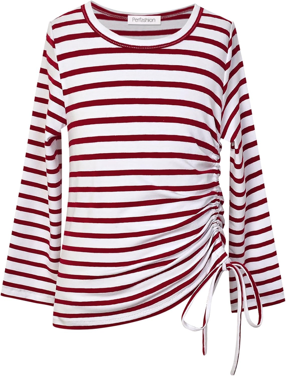 Perfashion Girls Flutter/Long Sleeve Cotton T-Shirts Side Drawstring Tunic Blous...