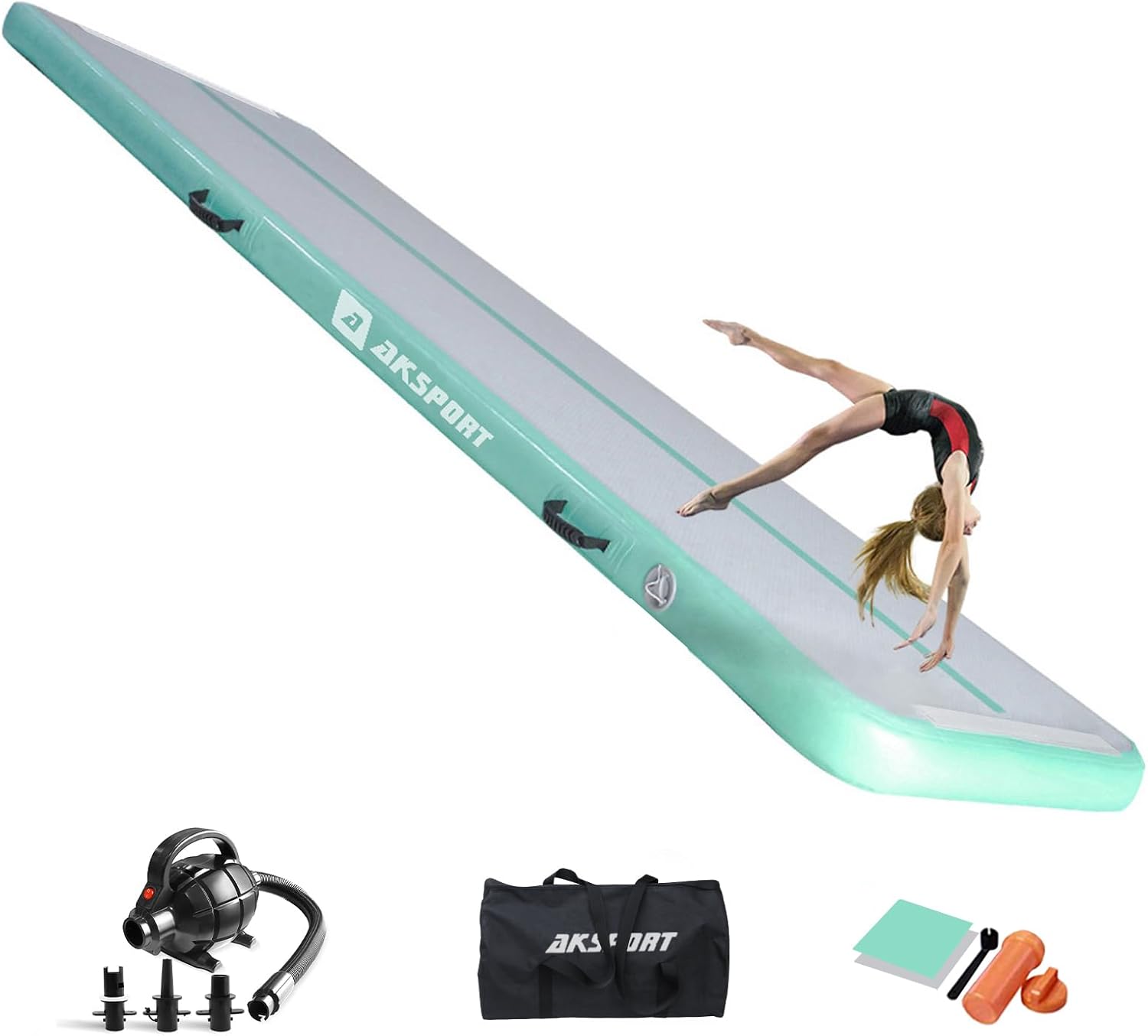 AKSPORT Gymnastics Air Mat Tumble Track Tumbling Mat Inflatable Floor Mats with...
