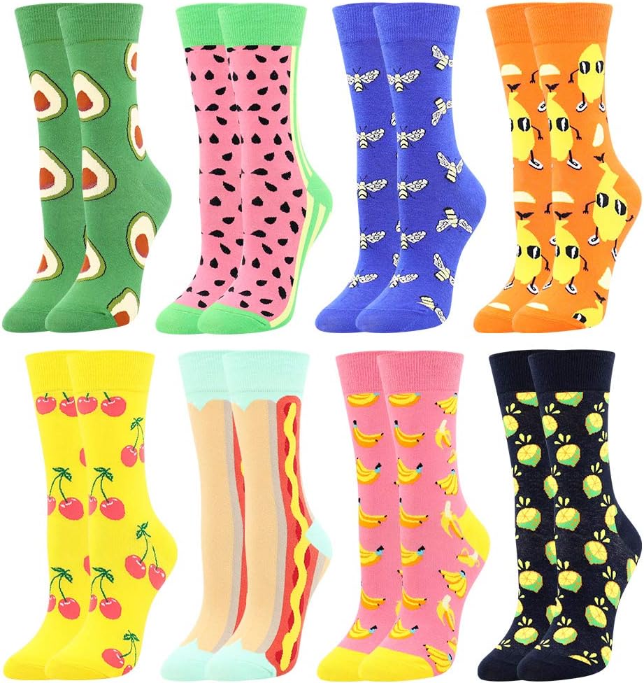 BONANGEL Women's Girls Novelty Funny Crew Socks,Crazy Cute Animal Food Design So...