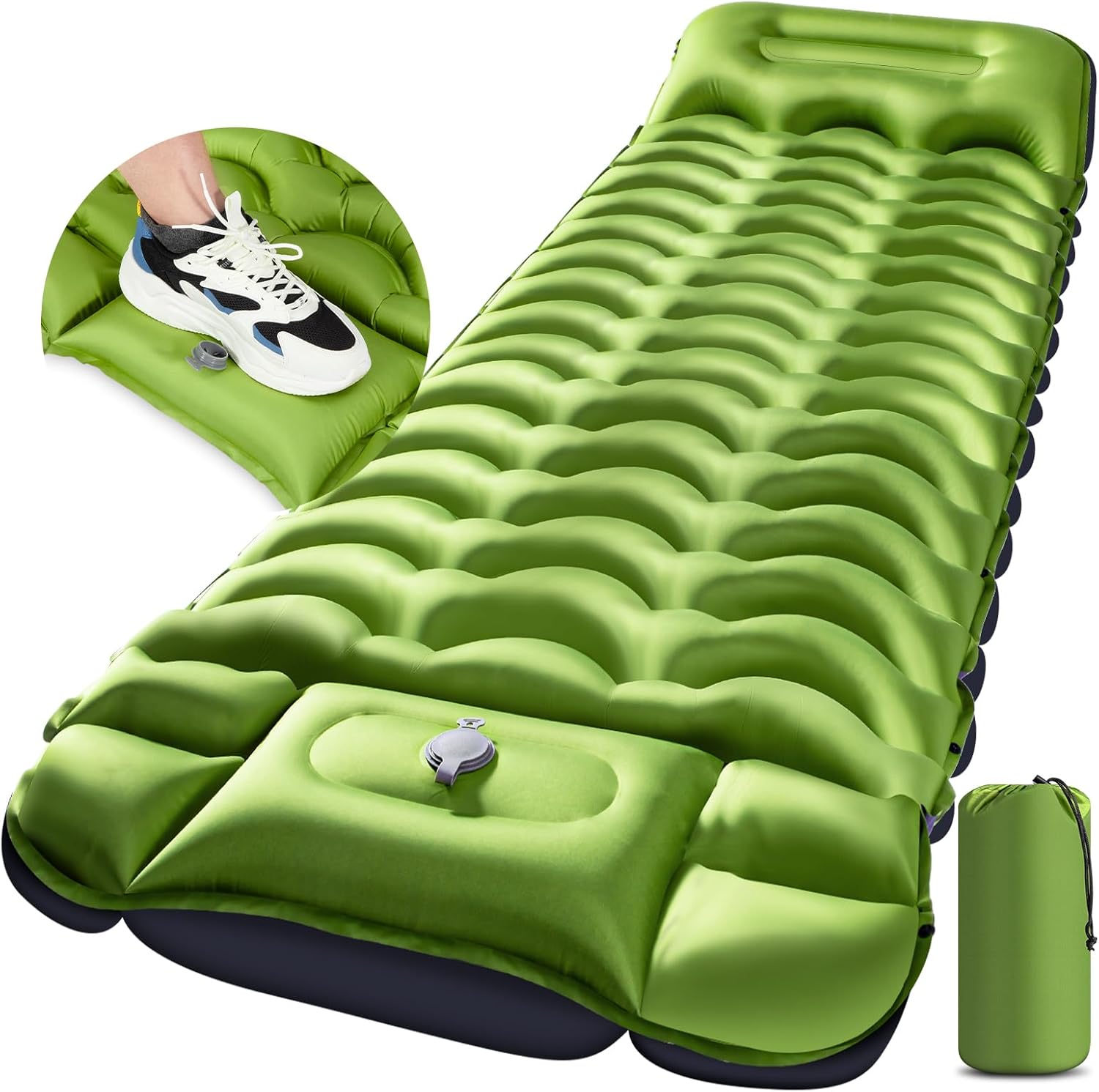 Sleeping Pad, Ultralight Inflatable Sleeping Pad for Camping with Pillow, Built-...