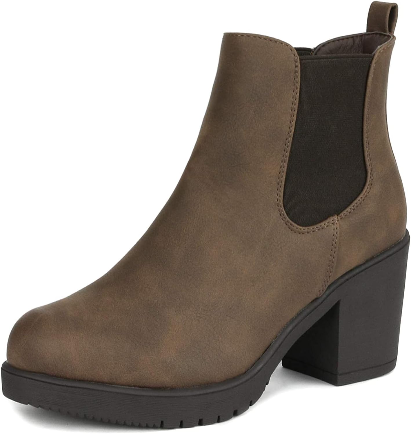 DREAM PAIRS Women's Chunky High Heel Chelsea Ankle Ladies Boots Stylish Suede Fa...