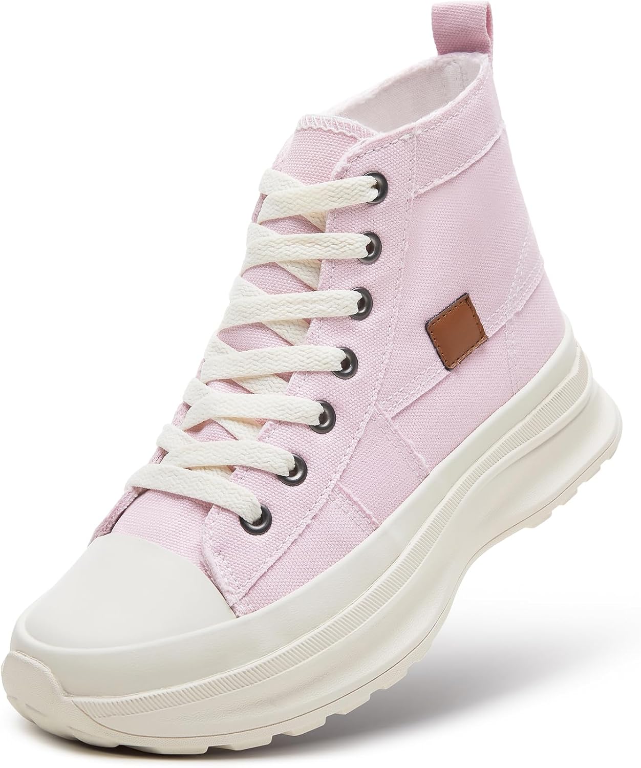 ZGR Womens Platform High Top Sneakers,White Canvas Sneakers for Women,Platform T...