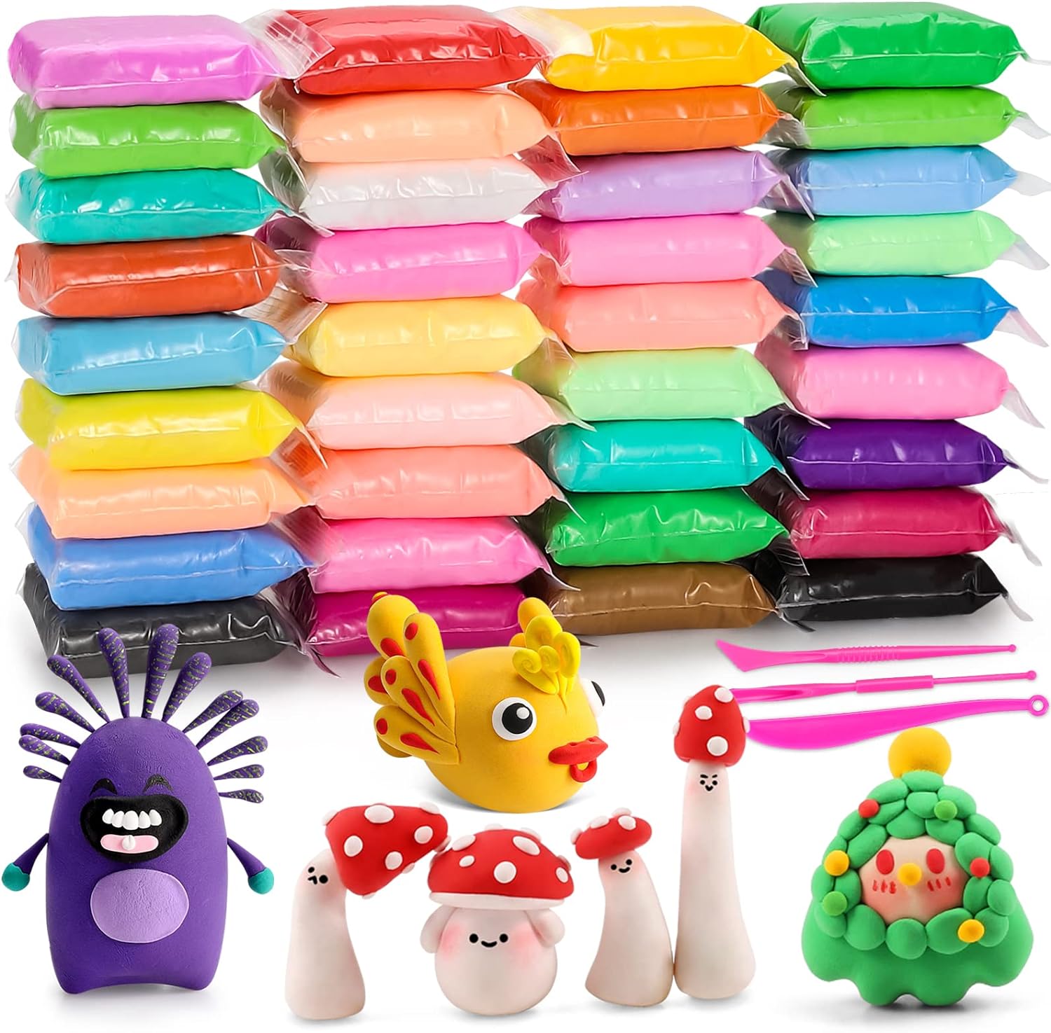EDIFON Air Dry Clay kit, 36 Colors Modeling Clay Ultra Light Magic Clay with Too...