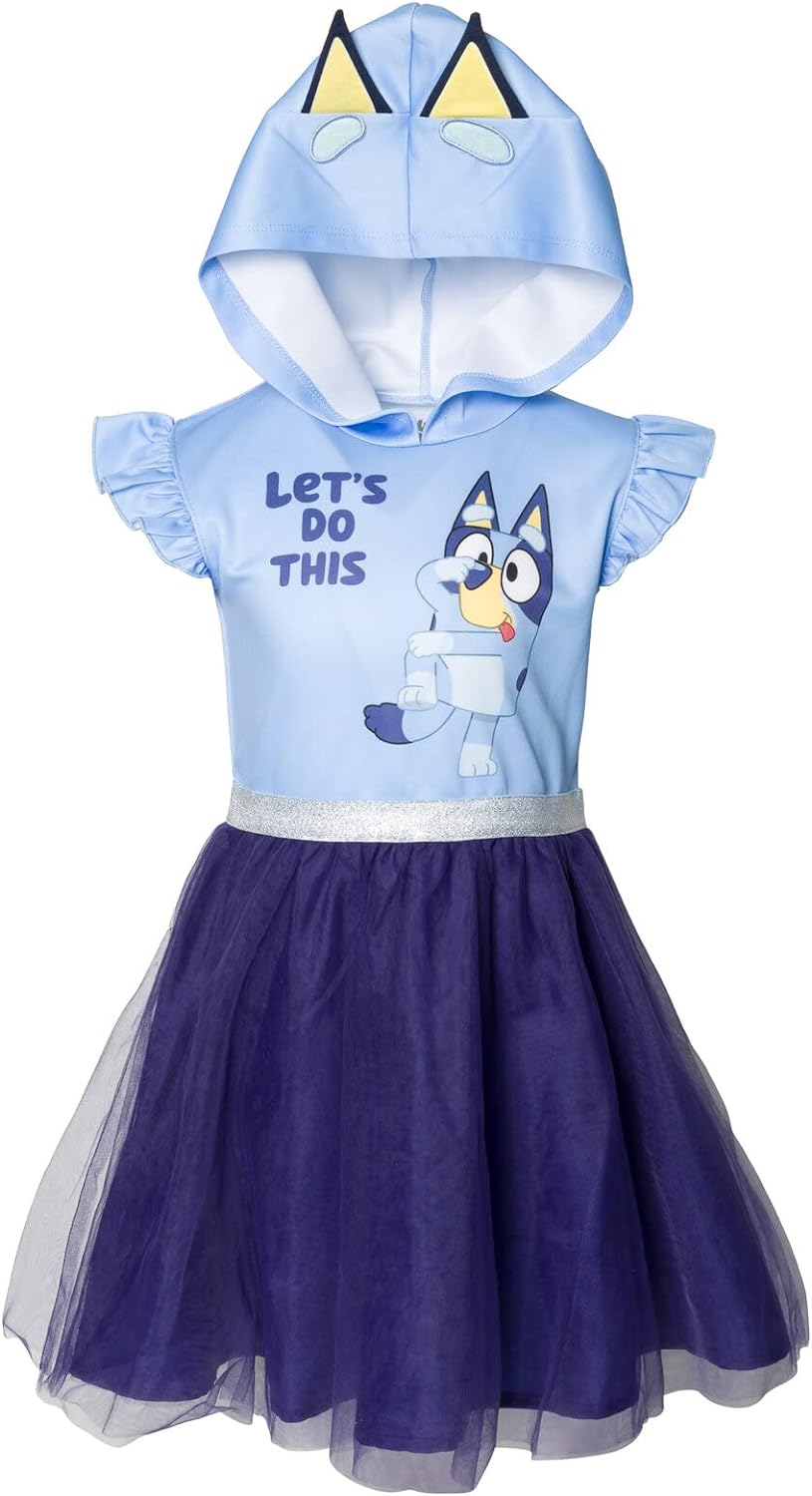 Bluey Bingo Girls Mesh Cosplay Dress Toddler to Big Kid 7 Blue