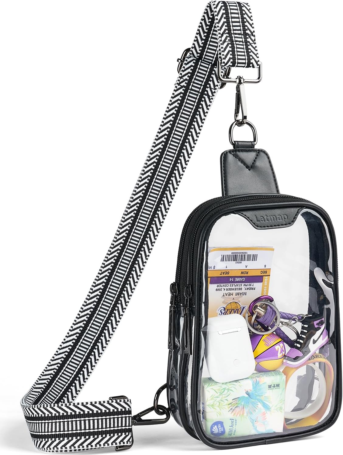 DOUBLE ZIP Clear bags Stadium Approved Crossbody Sling Bag Fanny Pack Purses for...