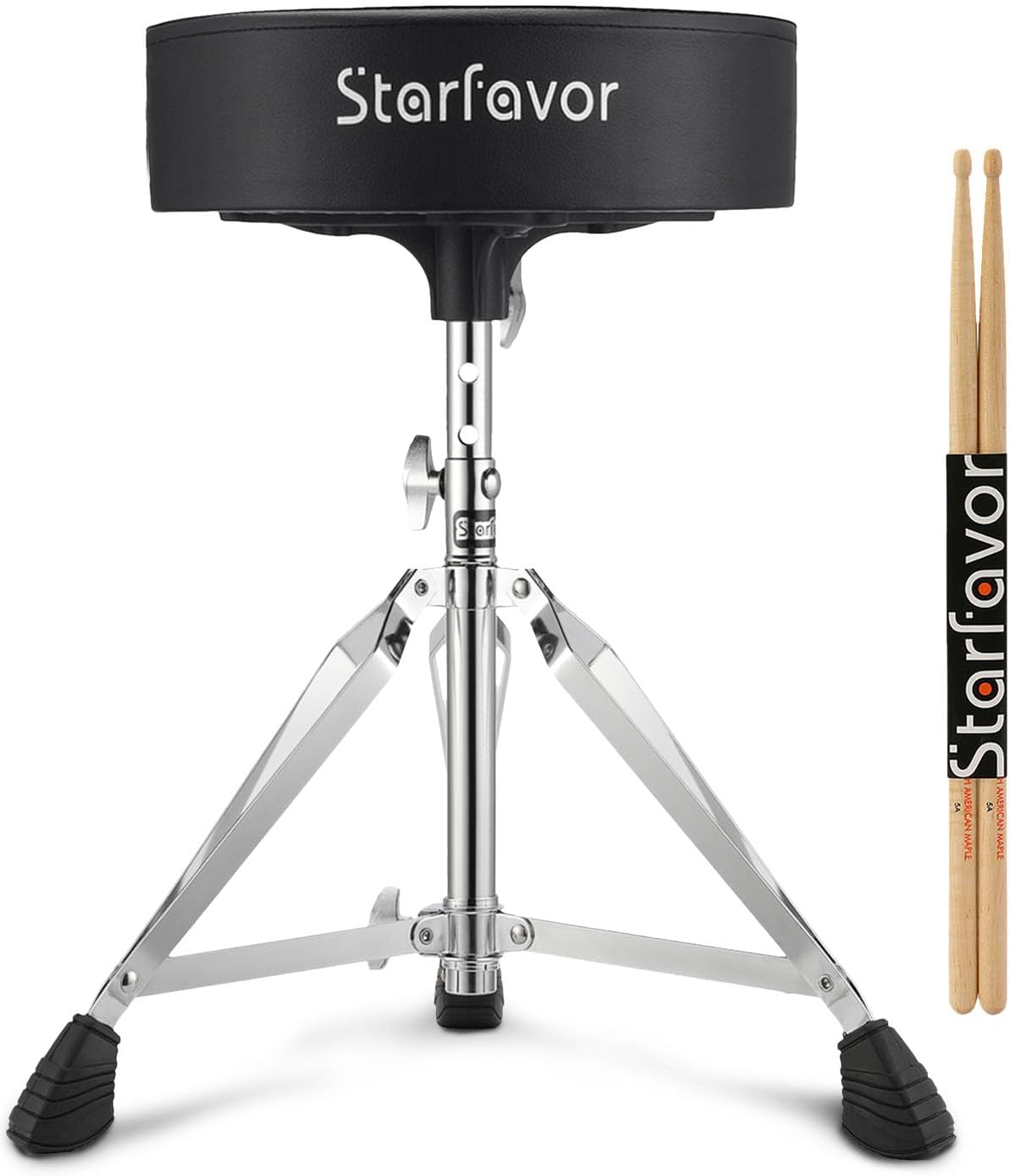 Starfavor Drum Throne Adjustable Drum Stool Padded Drum Seat Drummer Chair with...